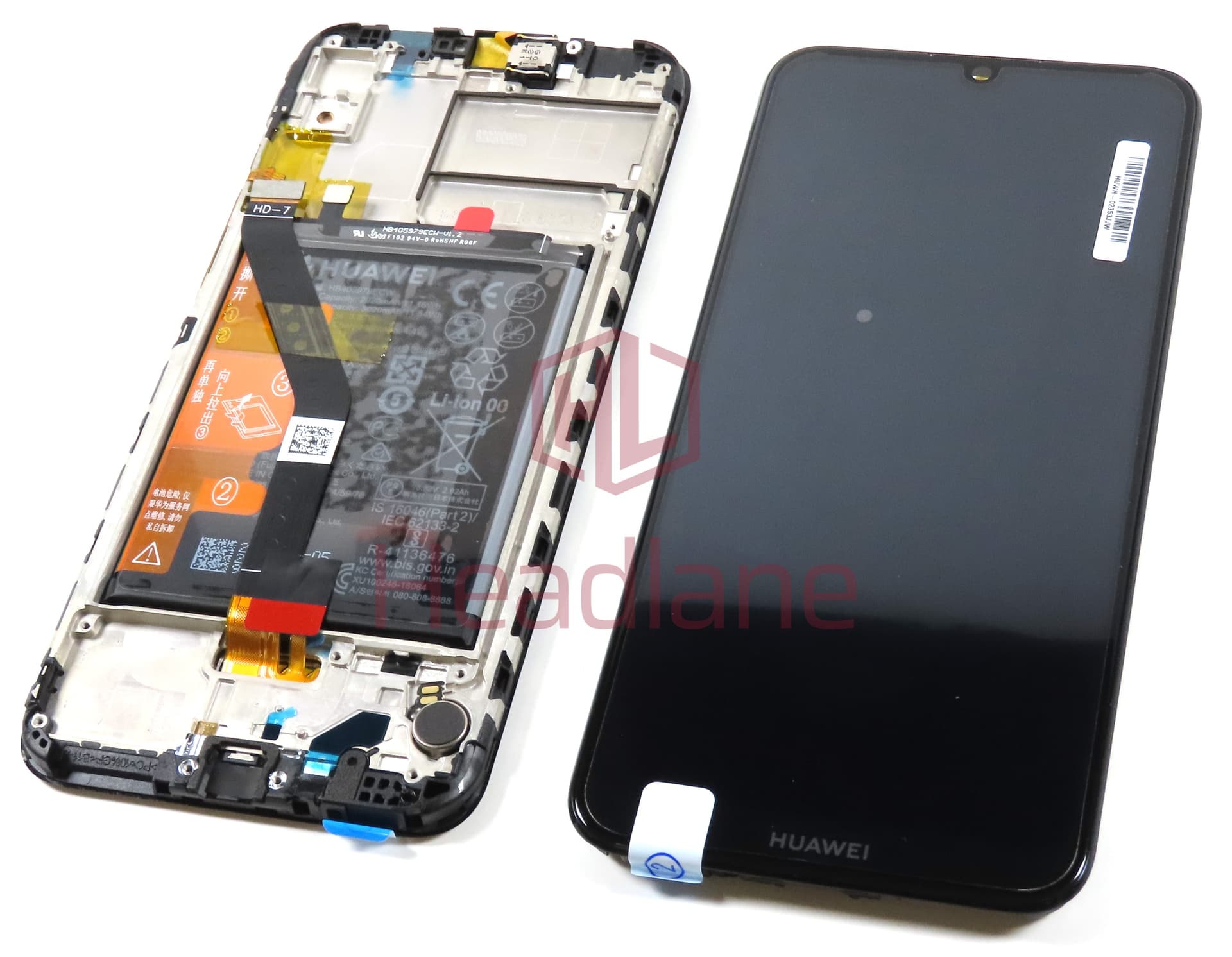 Huawei Y6s LCD Display / Screen + Touch + Battery Assembly - Black (No Box) - view 2