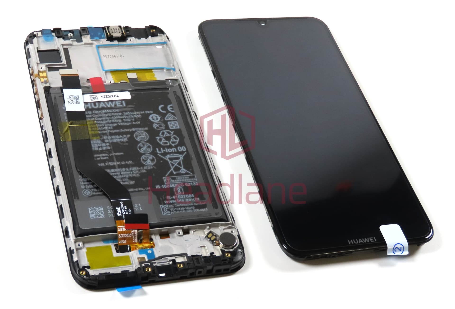 Huawei Y7 (2019) LCD Display / Screen + Touch + Battery Assembly - Black - view 2