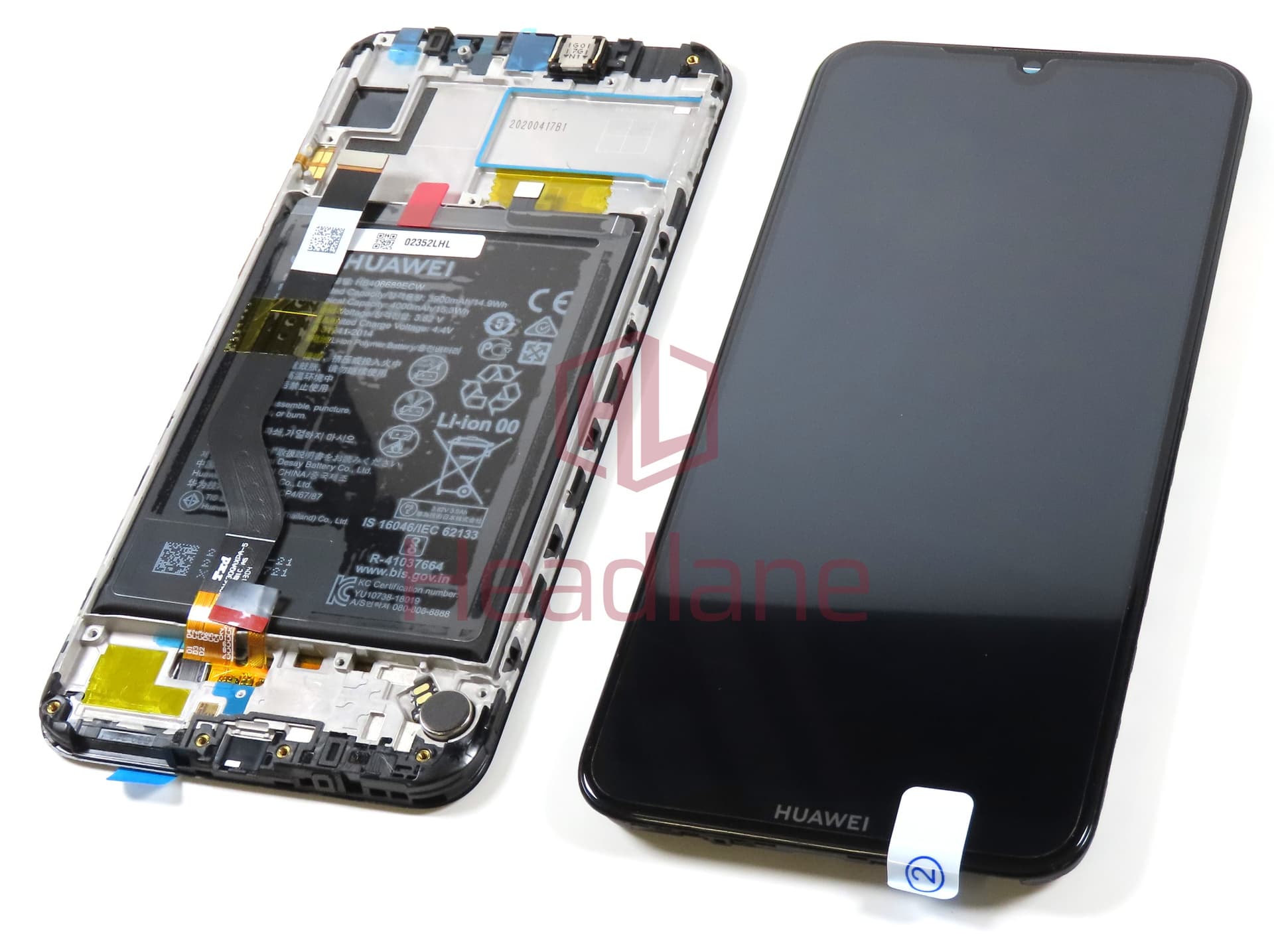 Huawei Y7 (2019) LCD Display / Screen + Touch + Battery Assembly - Black - view 3