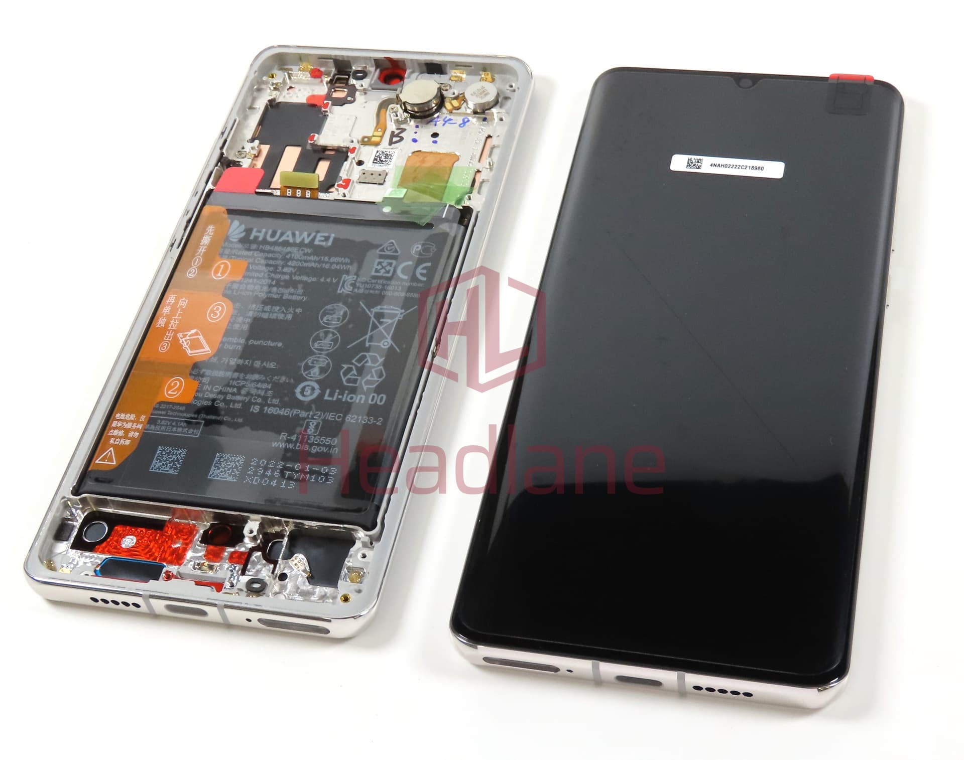 Huawei P30 Pro LCD Display / Screen + Touch + HB486486ECW Battery - Silver (B Grade) - view 3