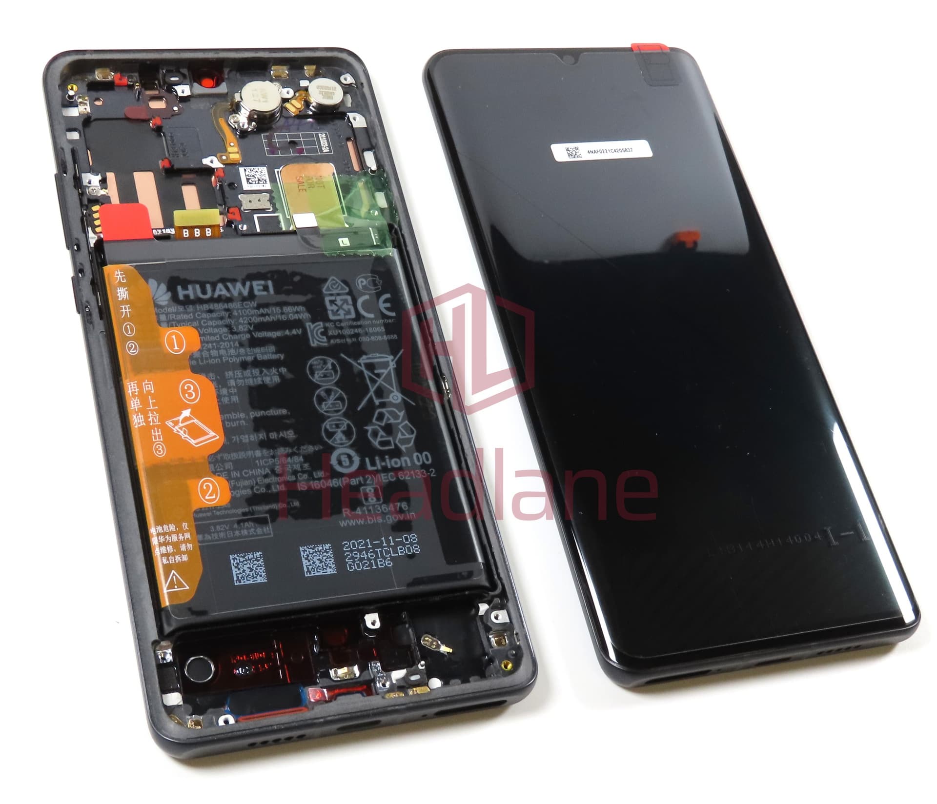 Huawei P30 Pro LCD Display / Screen + Touch + HB486486ECW Battery - Black (B Grade) - view 3