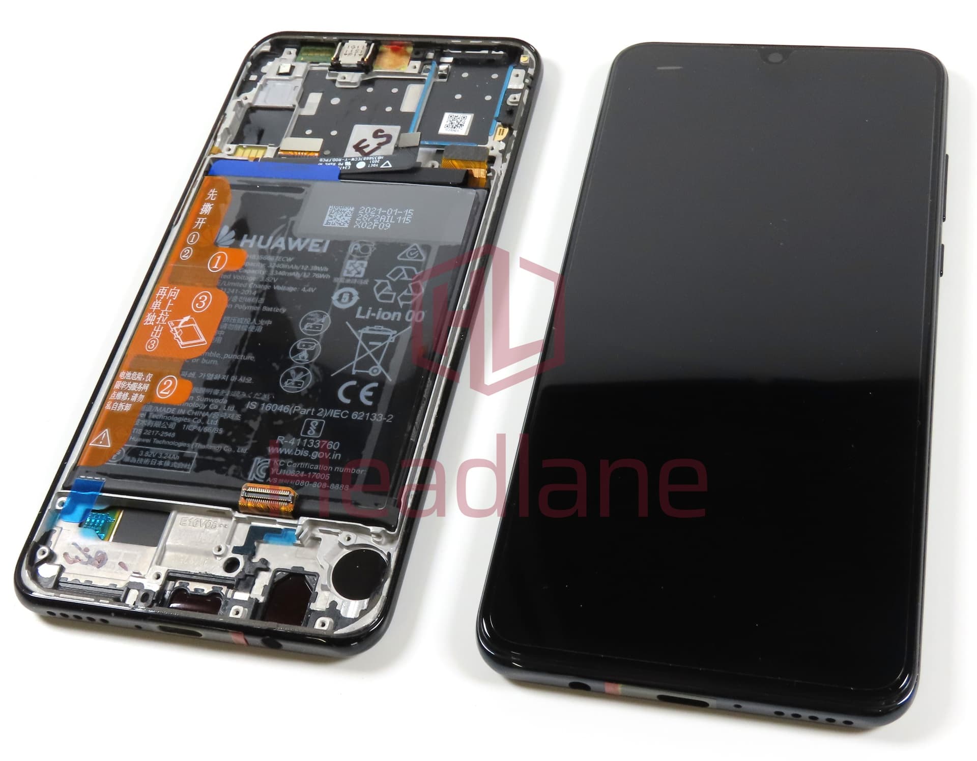 Huawei P30 Lite (New Edition) (MAR-LX1B) LCD Display / Screen + Touch + Battery Assembly - Black (No Box) - view 2