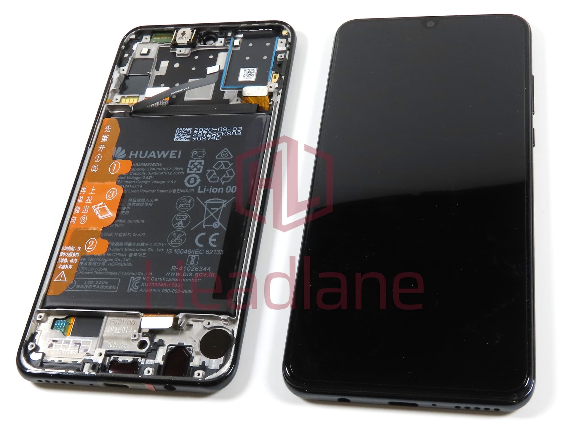 Huawei P30 Lite (NFC / 32MP Front Camera Version) LCD Display / Screen + Touch + Battery Assembly - Black (No Box) - view 3