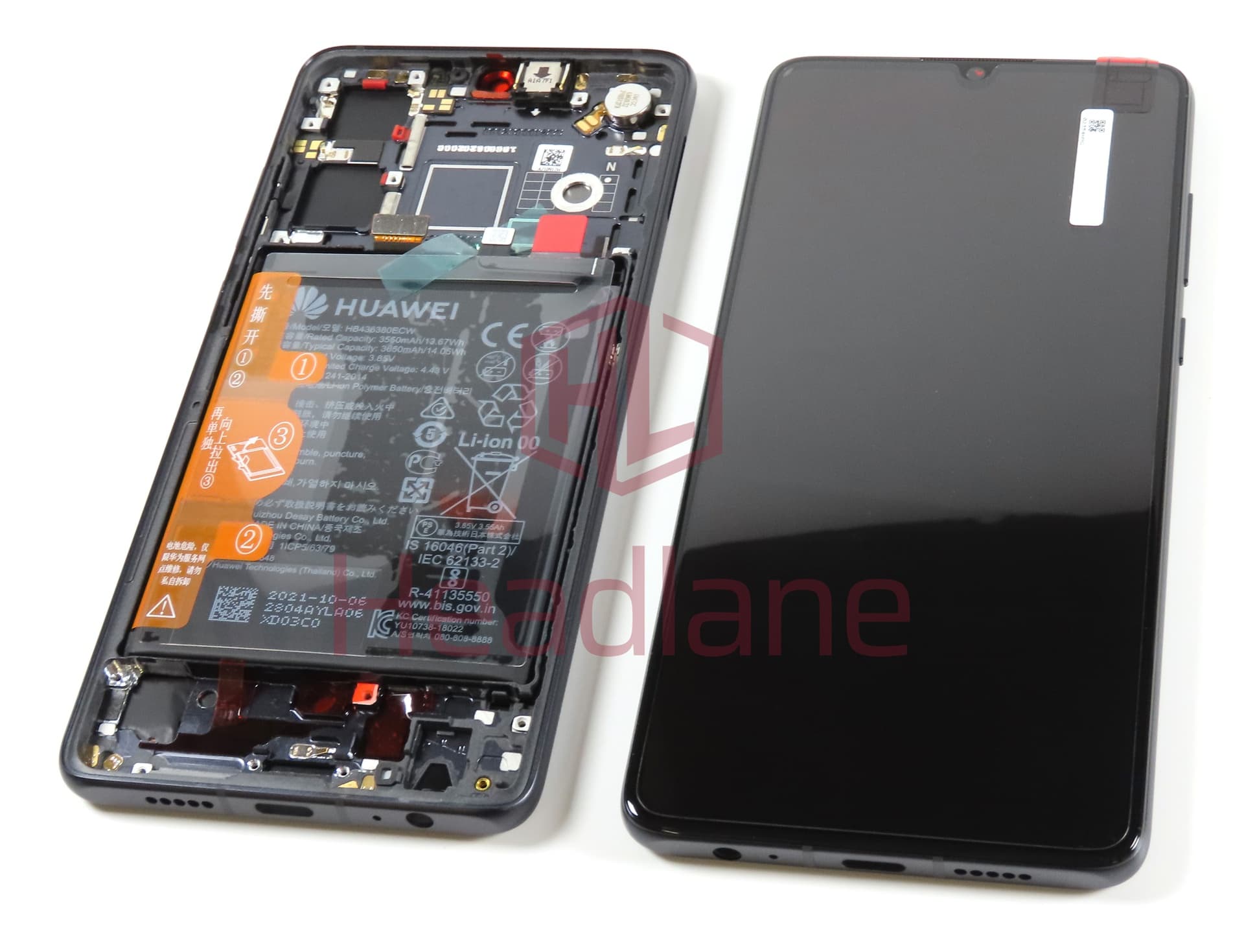 Huawei P30 LCD Display / Screen + Touch + Battery Assembly - Black (New Version) - view 3