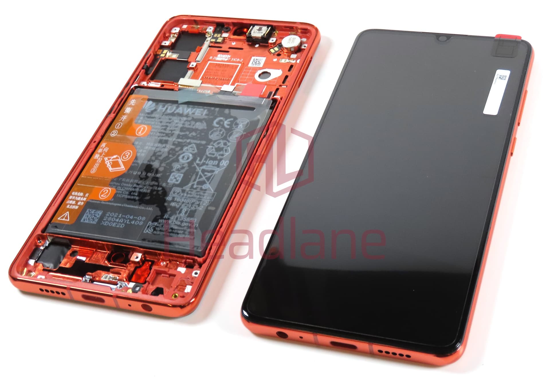 Huawei P30 LCD Display / Screen + Touch + Battery Assembly - Amber Sunrise (New Version) - view 2