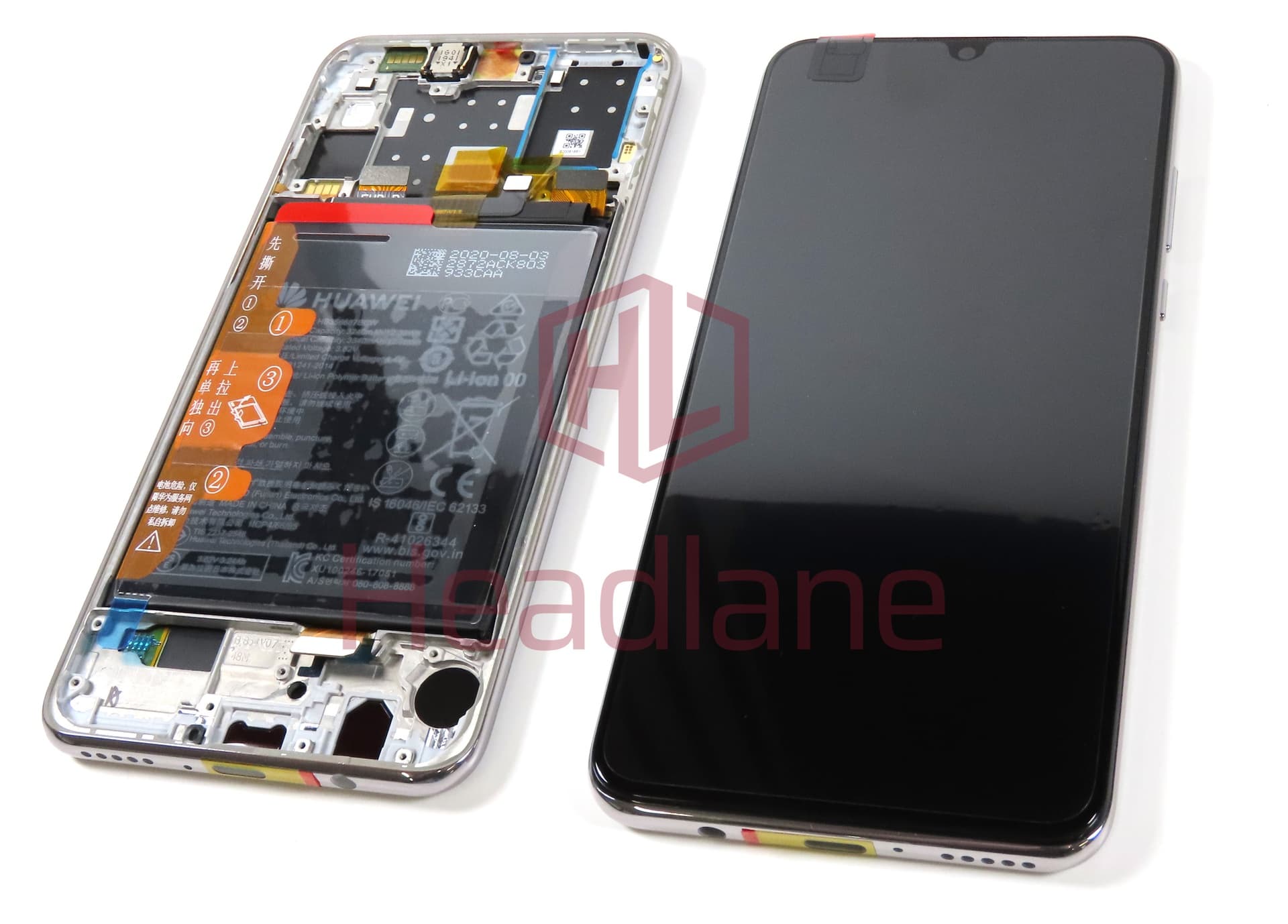 Huawei P30 Lite (MAR-LX1A) LCD Display / Screen + Touch + Battery Assembly - White (No Box) - view 2