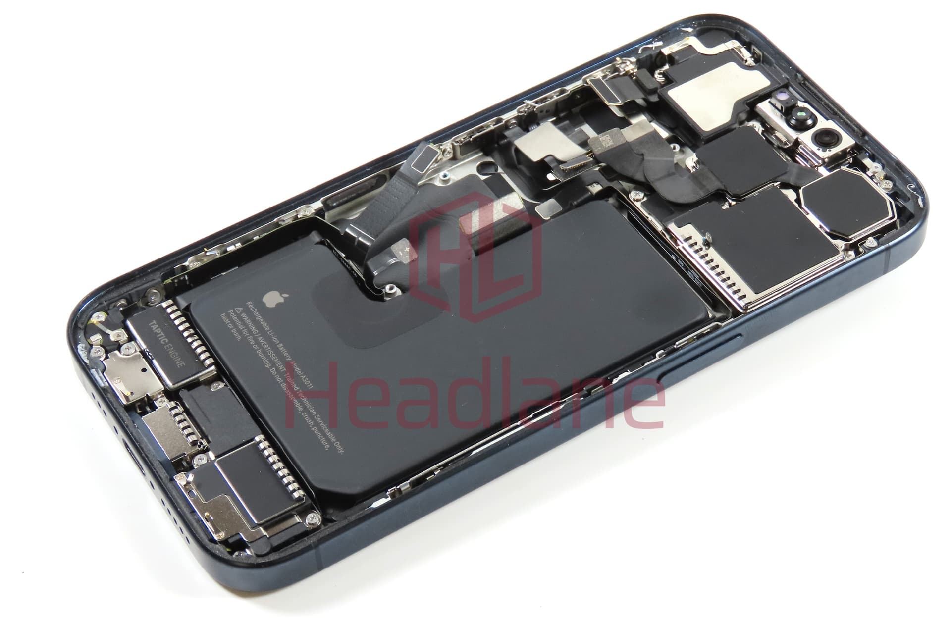 iPhone 15 Pro Back / Battery Cover + Small Parts - Blue Titanium (Pulled - Grade A) - view 2