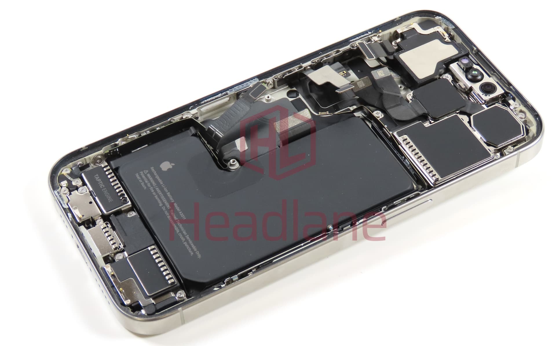 iPhone 15 Pro Back / Battery Cover + Small Parts - White Titanium (Pulled - Grade A) - view 2