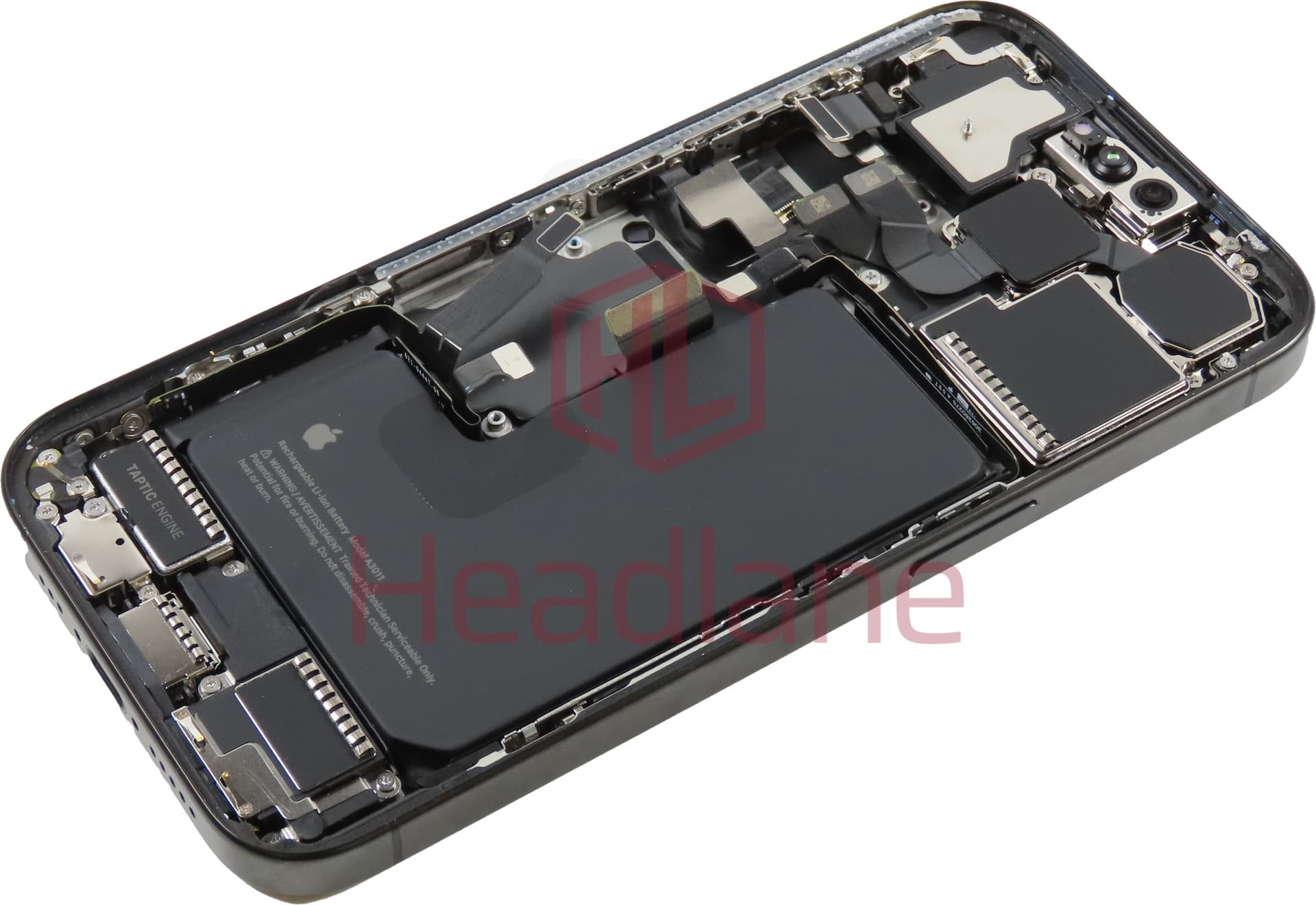 iPhone 15 Pro Back / Battery Cover + Small Parts - Black Titanium (Pulled - Grade A) - view 2