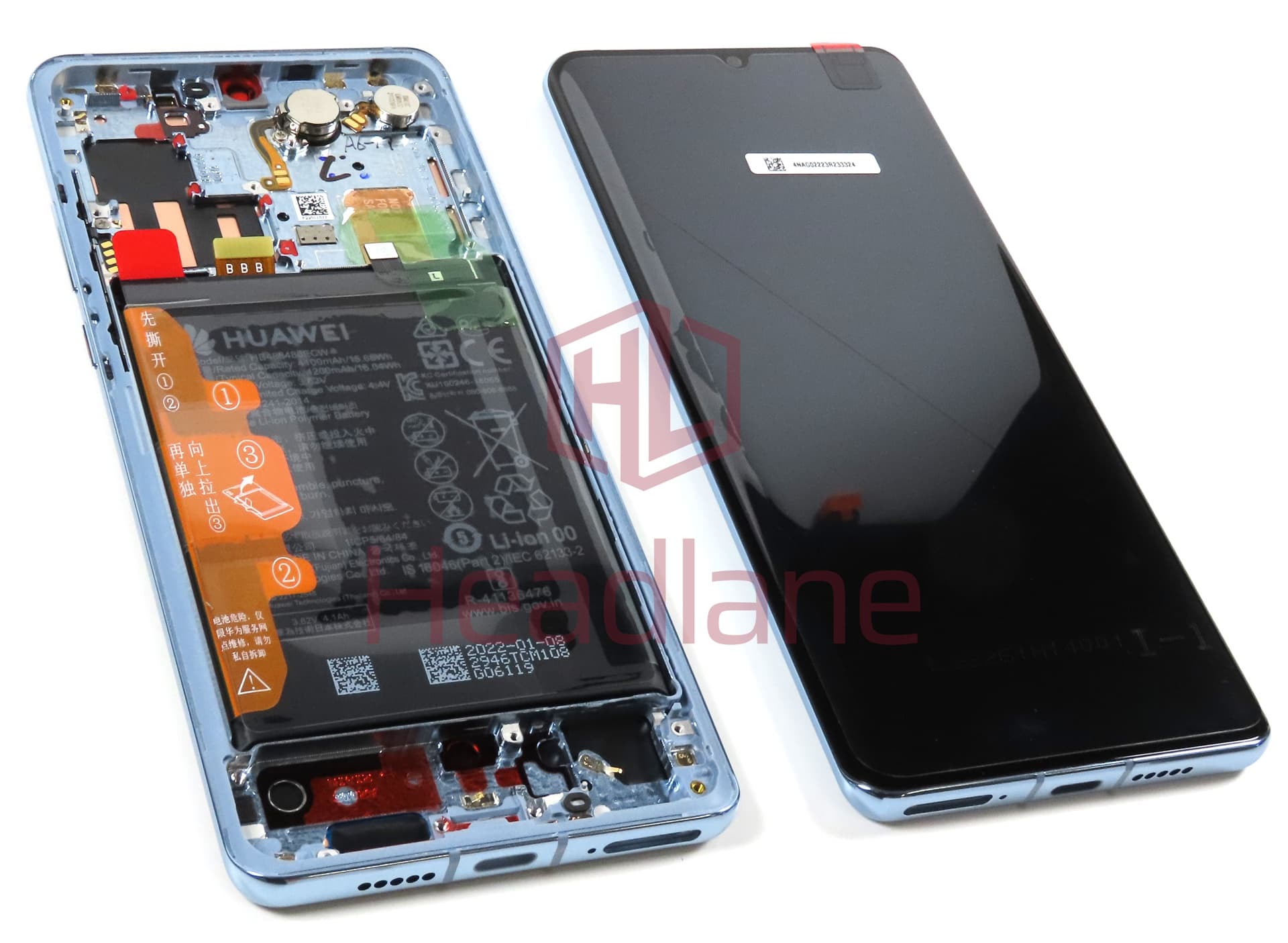 Huawei P30 Pro LCD Display / Screen + Touch + HB486486ECW Battery - Aurora Blue (B Grade) - view 3