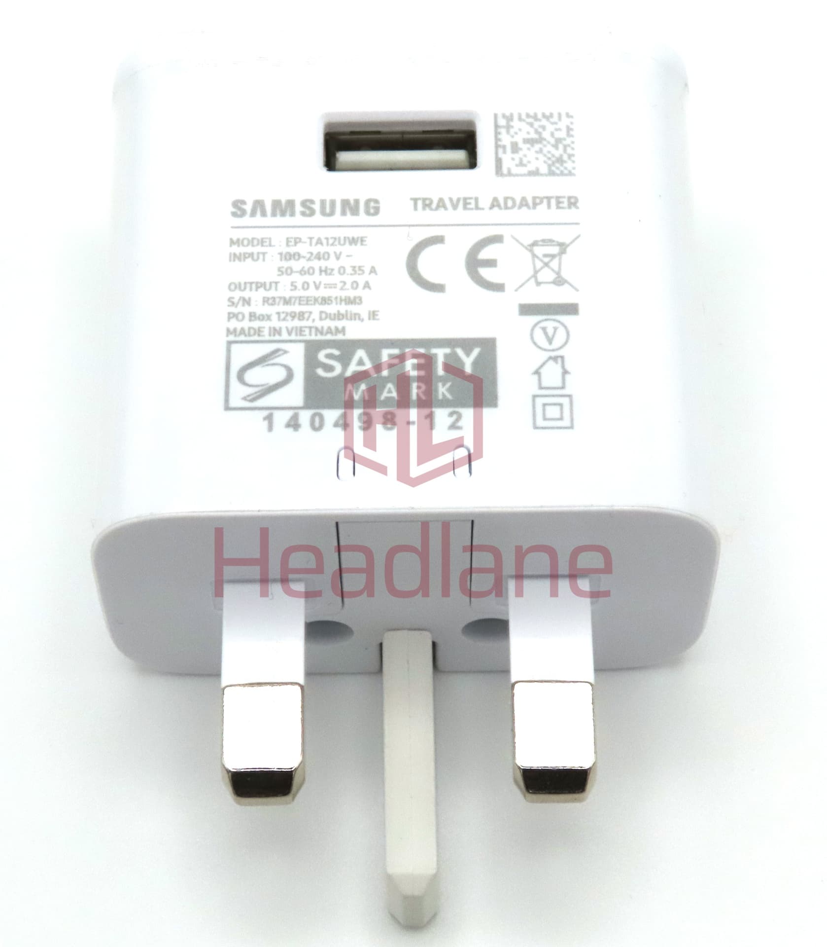 Samsung EP-TA12UWE 5V 2A 10W Charger Head - White (UK 3 Pin) - view 2