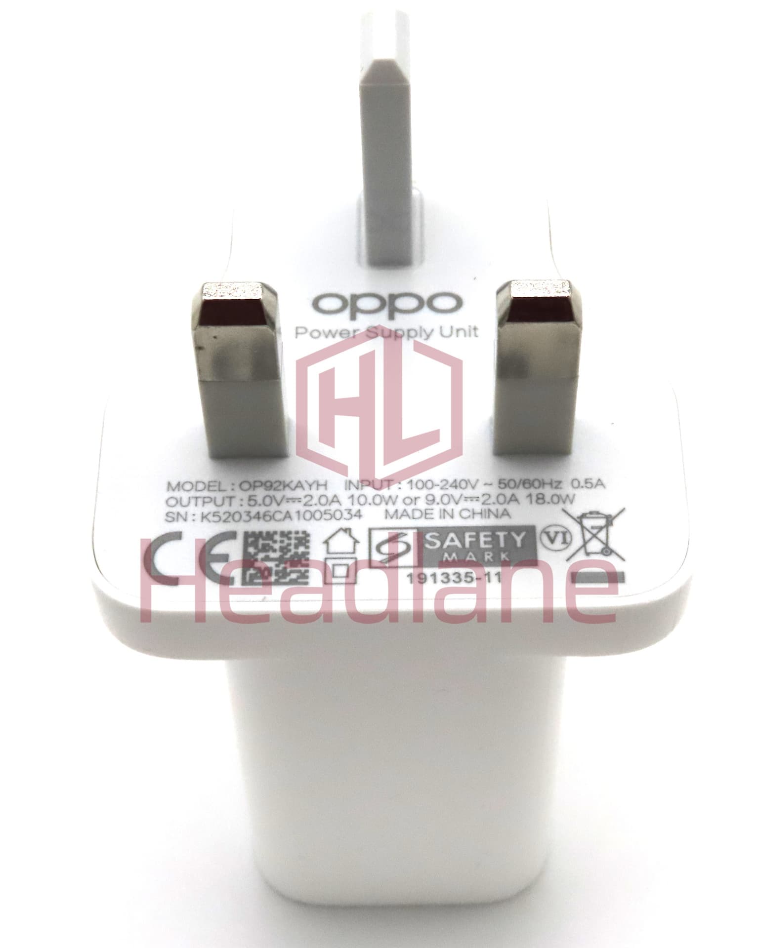 Oppo OP92KAYH 5V 2A 9V 2A 18W Charger Head - White (UK 3 Pin) - view 2