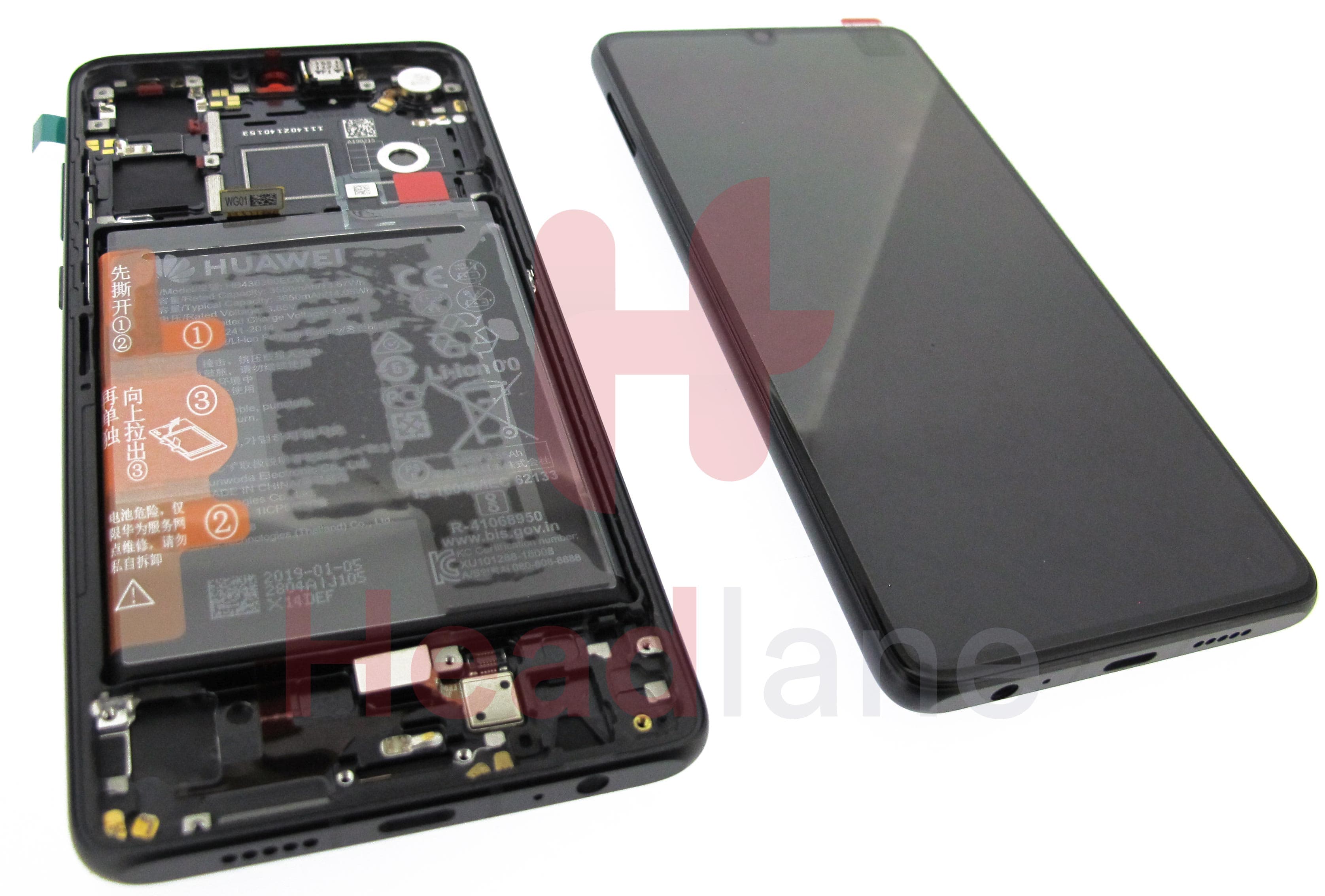 Huawei P30 LCD Display / Screen + Touch + Battery Assembly - Black (Old Version) - view 2