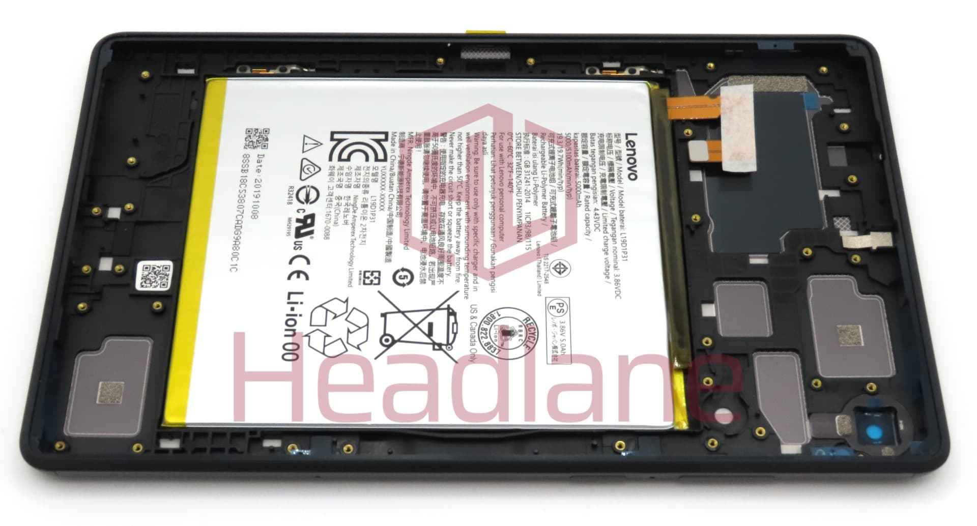 Lenovo TB-8505 Tab M8 Back / Battery Cover + L19D1P31 Battery - view 2