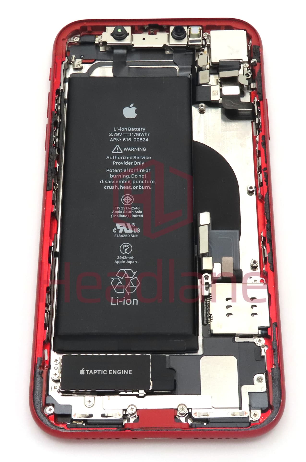 Apple iPhone XR Back / Battery Cover + Small Parts - Red (Pulled - Grade B) - view 2