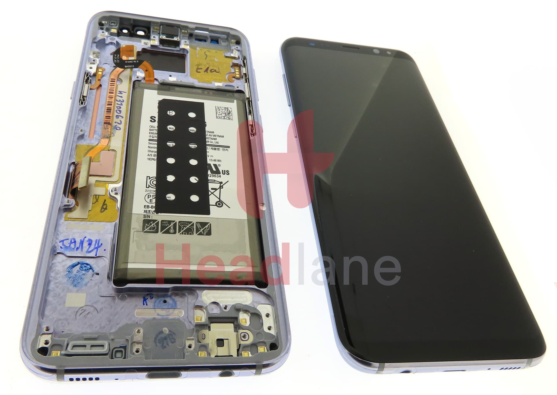 Samsung SM-G955 Galaxy S8+ LCD Display / Screen + Touch + Battery - Orchid Grey (No Box) - view 2