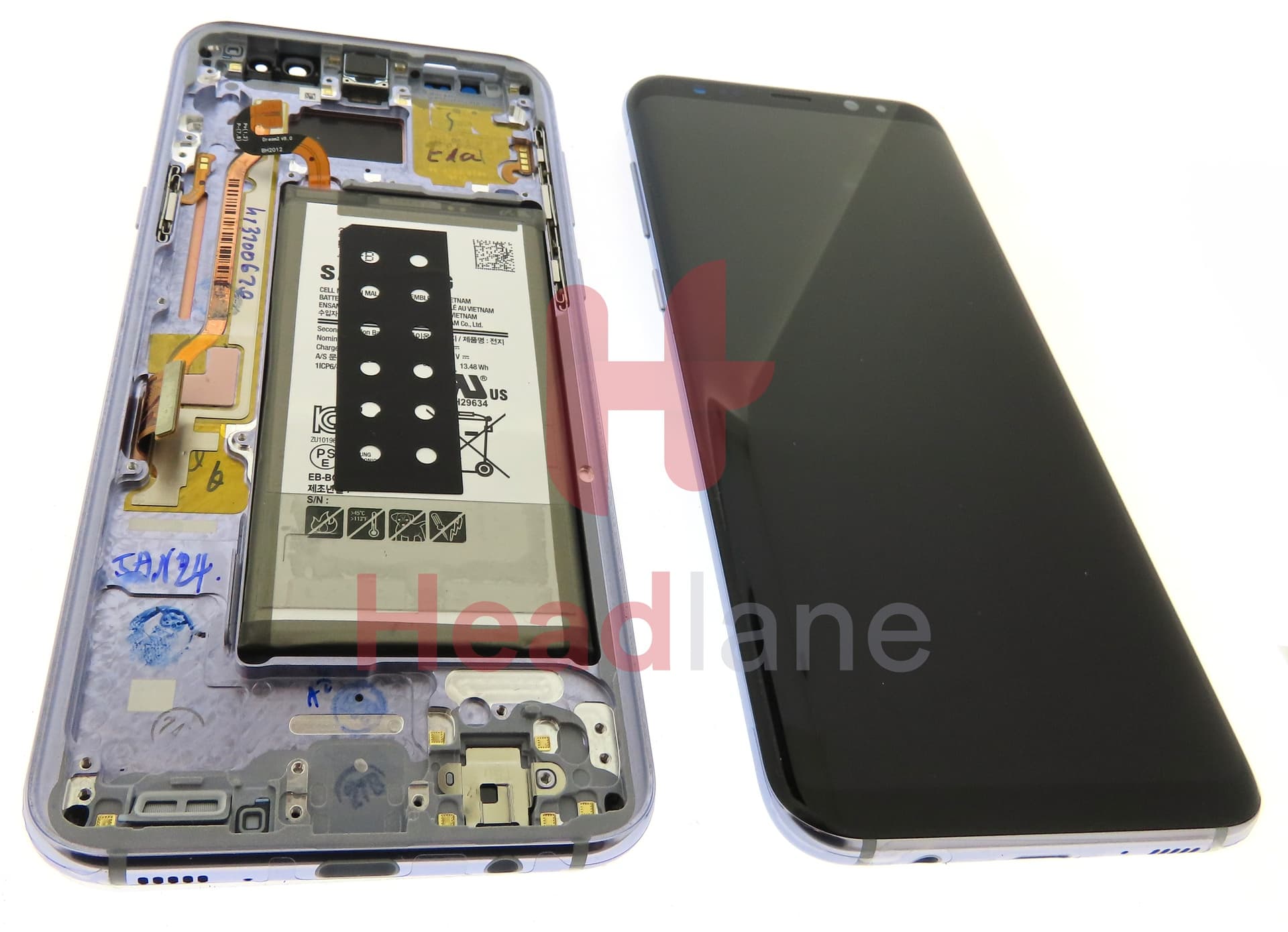 Samsung SM-G955 Galaxy S8+ LCD Display / Screen + Touch + Battery - Orchid Grey (No Box) - view 3