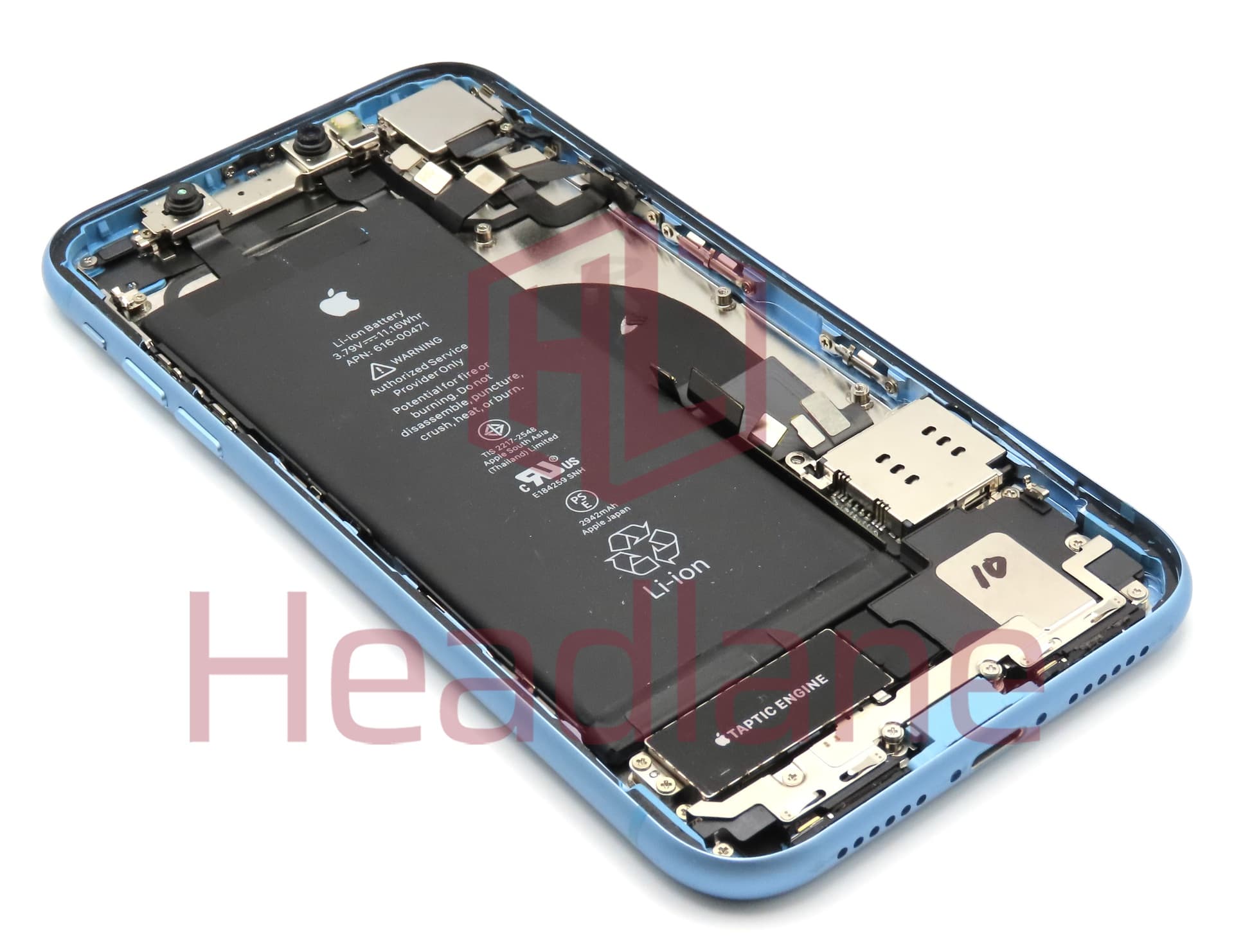 Apple iPhone XR Back / Battery Cover + Small Parts - Blue (Pulled - Grade A) - view 2