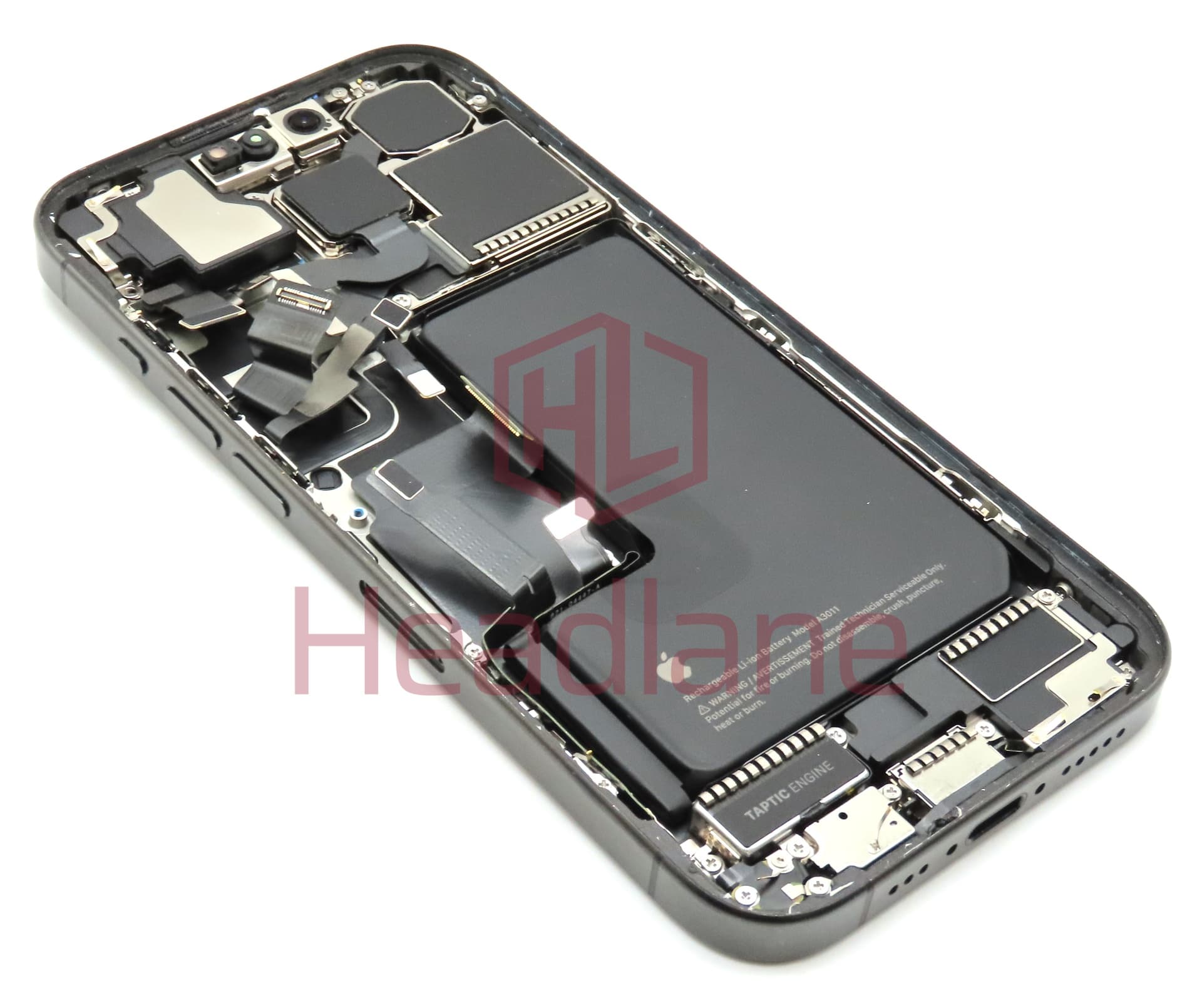 iPhone 15 Pro Back / Battery Cover + Small Parts - Black Titanium (Pulled - Grade B) - view 2