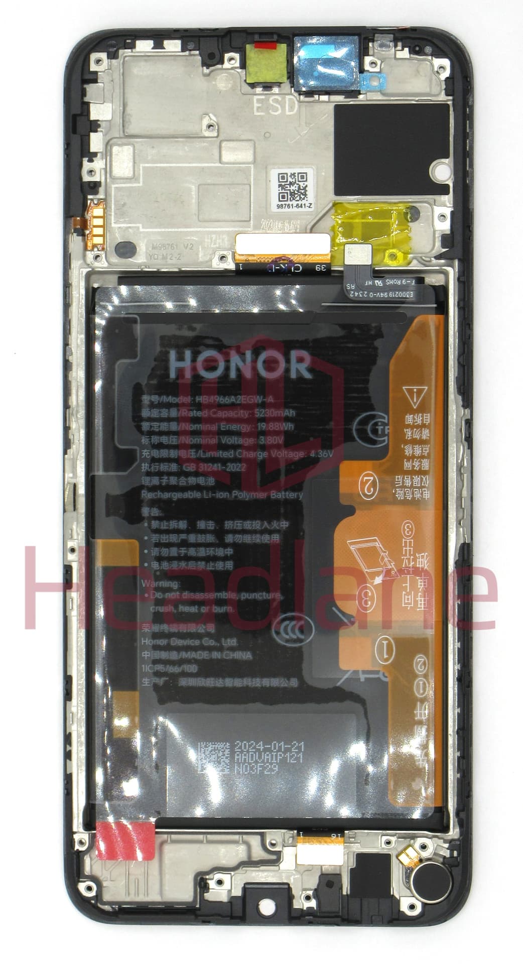 Honor 90 Smart / X7b 4G LCD Display / Screen + Touch + HB4966A2EGW-A Battery - Black - view 2