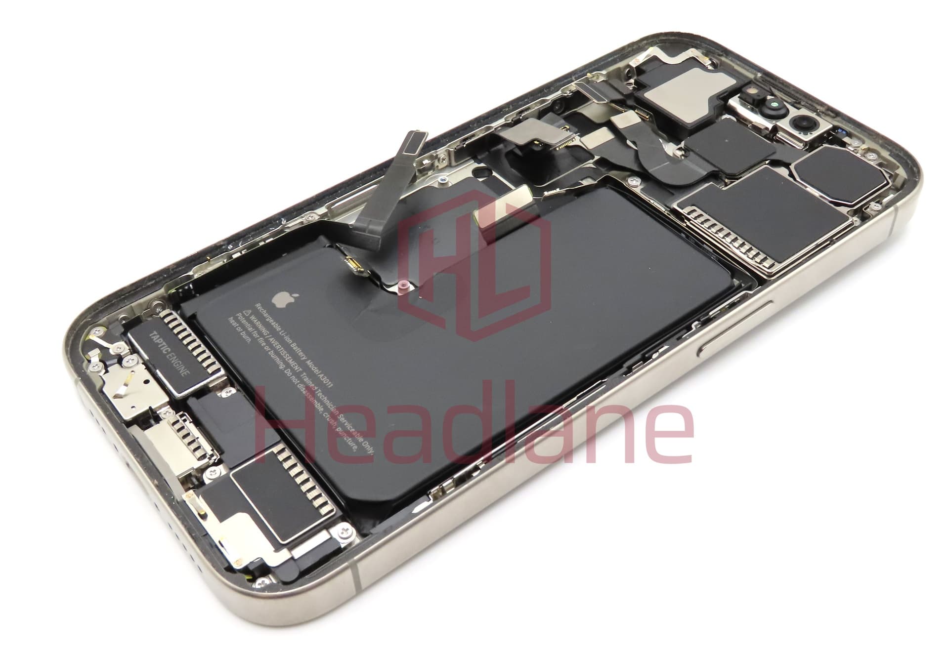 iPhone 15 Pro Back / Battery Cover + Small Parts - Natural Titanium (Pulled - Grade B) - view 2