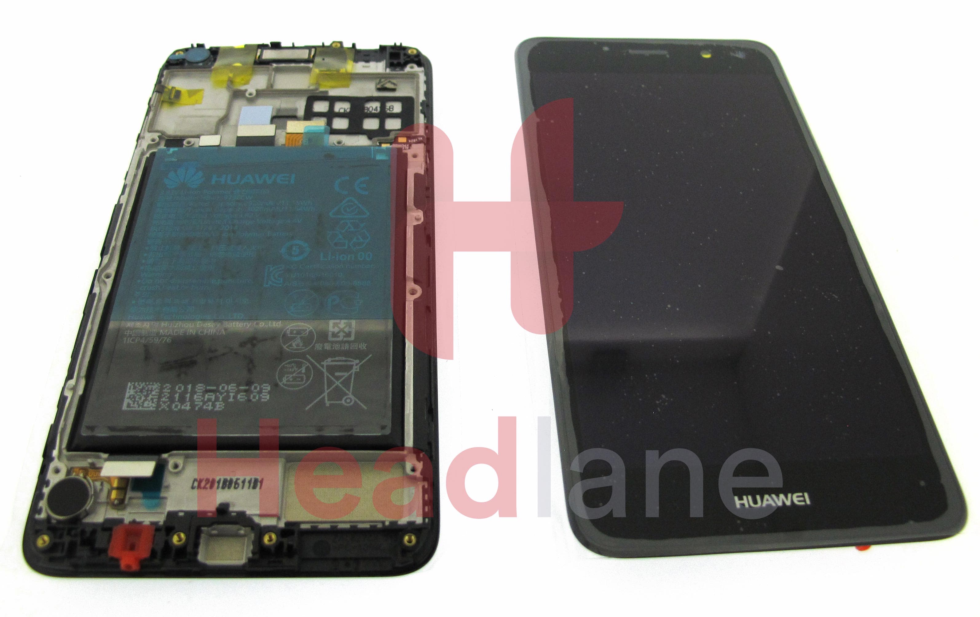 Huawei Y5 (2017) LCD Display / Screen + Touch + Battery Assembly - Black - view 2