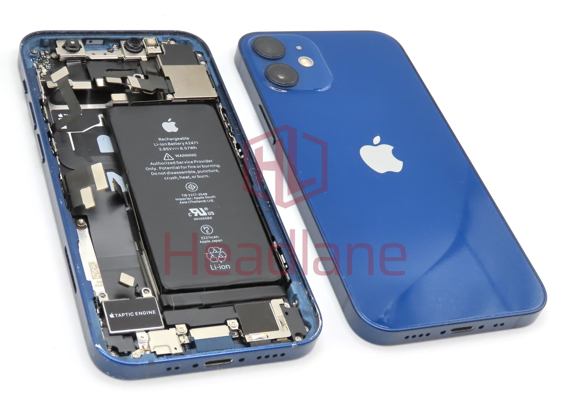 Apple iPhone 12 Mini Back / Battery Cover + Small Parts - Blue (Pulled - Grade C) - view 2