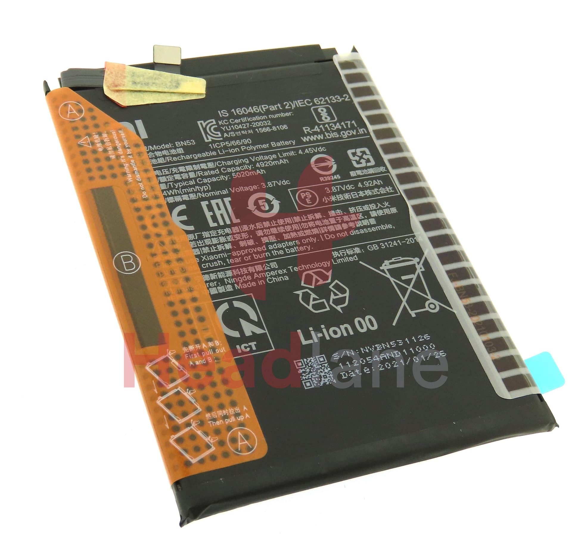 Xiaomi Redmi Note 9 Pro / Note 10 Pro BN53 5020mAh Internal Battery (Missing Adhesive) - view 2