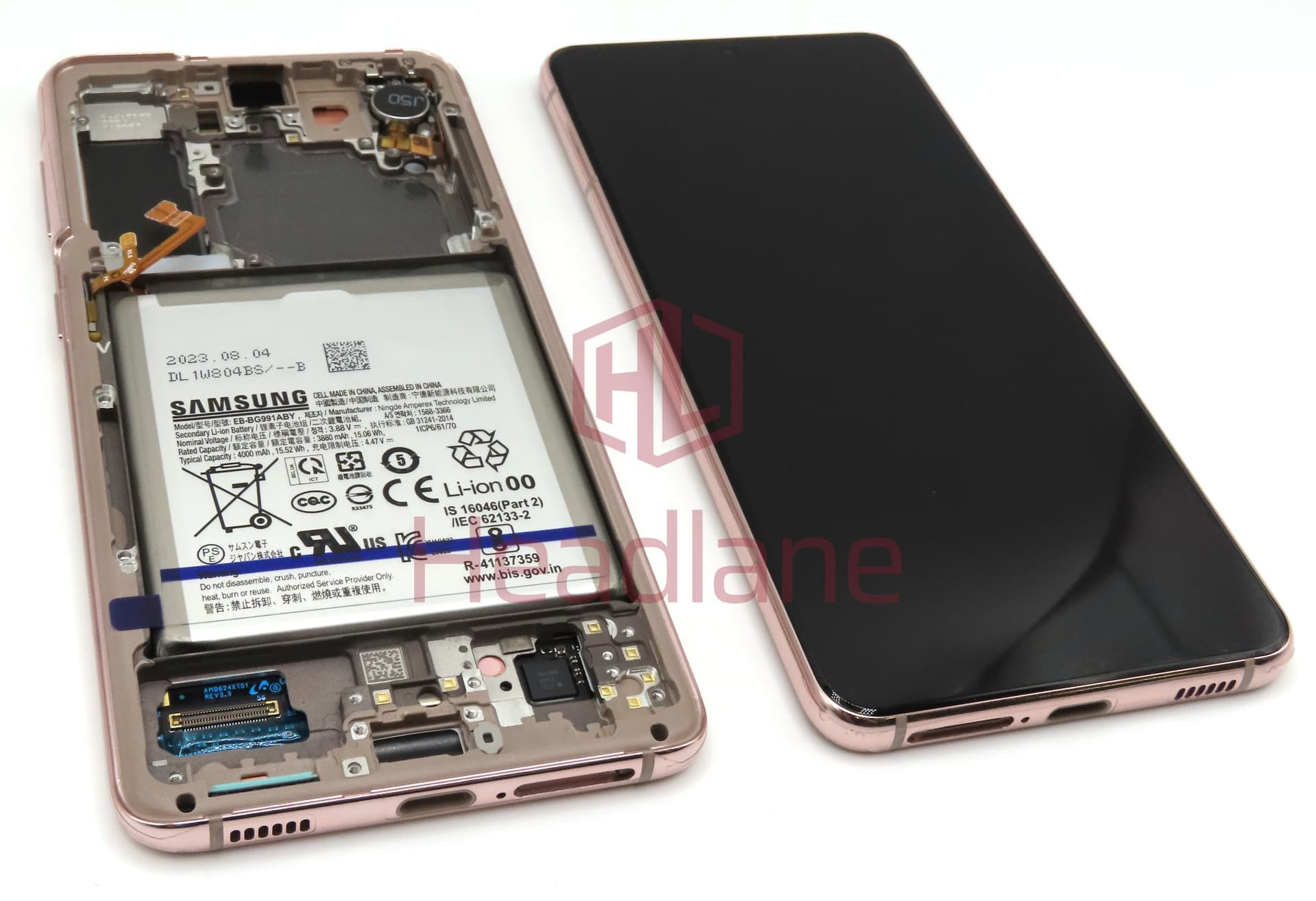 Samsung SM-G991 Galaxy S21 5G LCD Display / Screen + Touch - Phantom Violet + Battery (Without Camera) - view 3