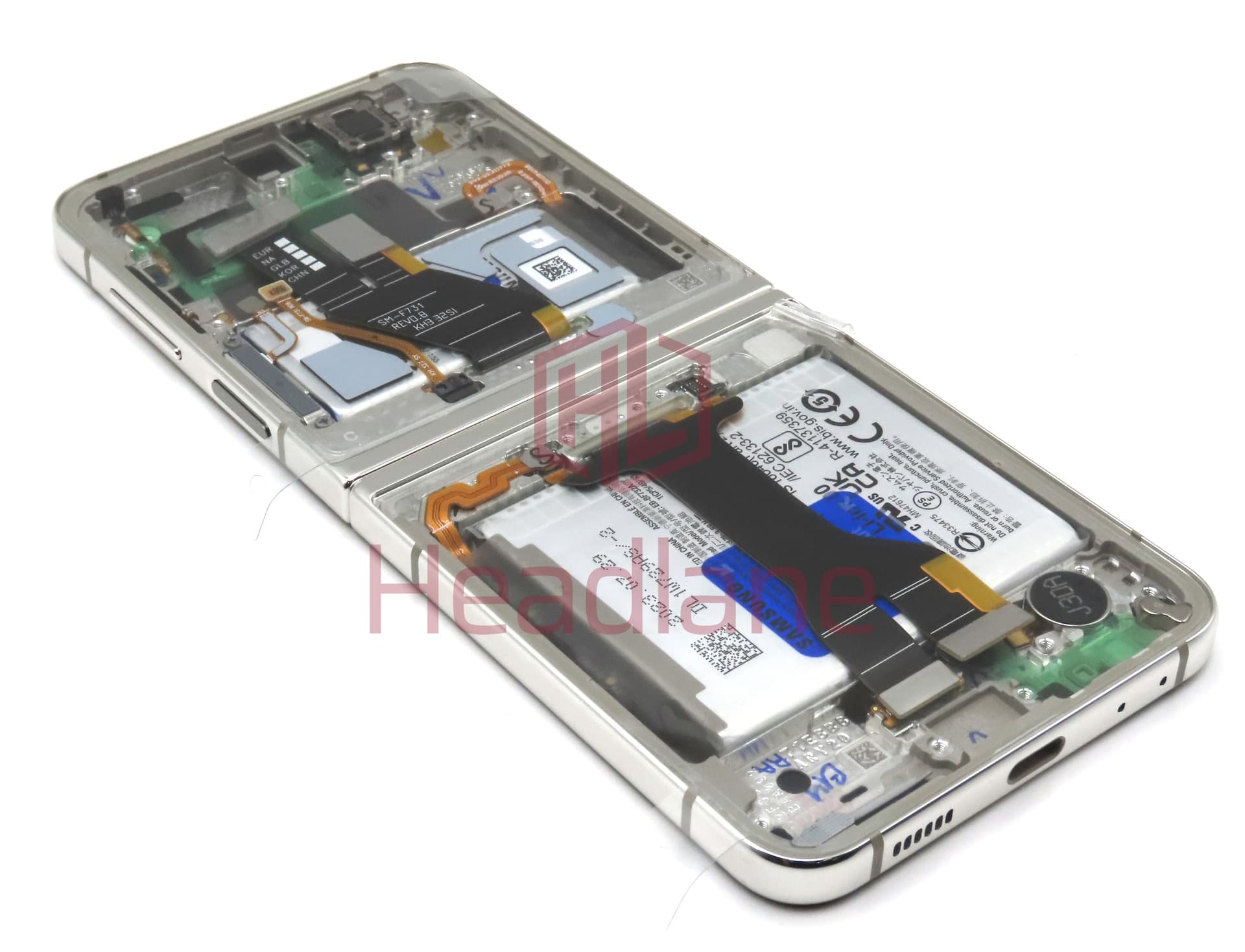 Samsung SM-F731 Galaxy Z Flip5 5G LCD Display / Screen + Touch + Battery - Cream - view 2