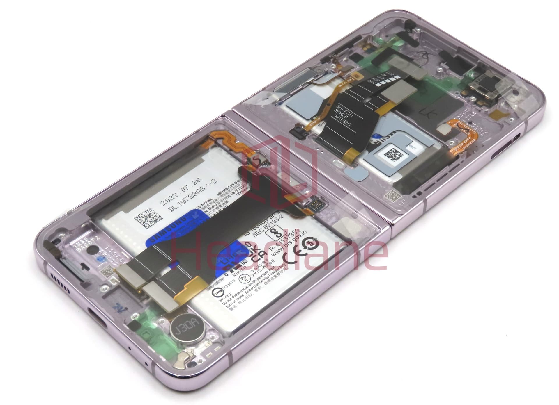 Samsung SM-F731 Galaxy Z Flip5 5G LCD Display / Screen + Touch + Battery - Lavender - view 2