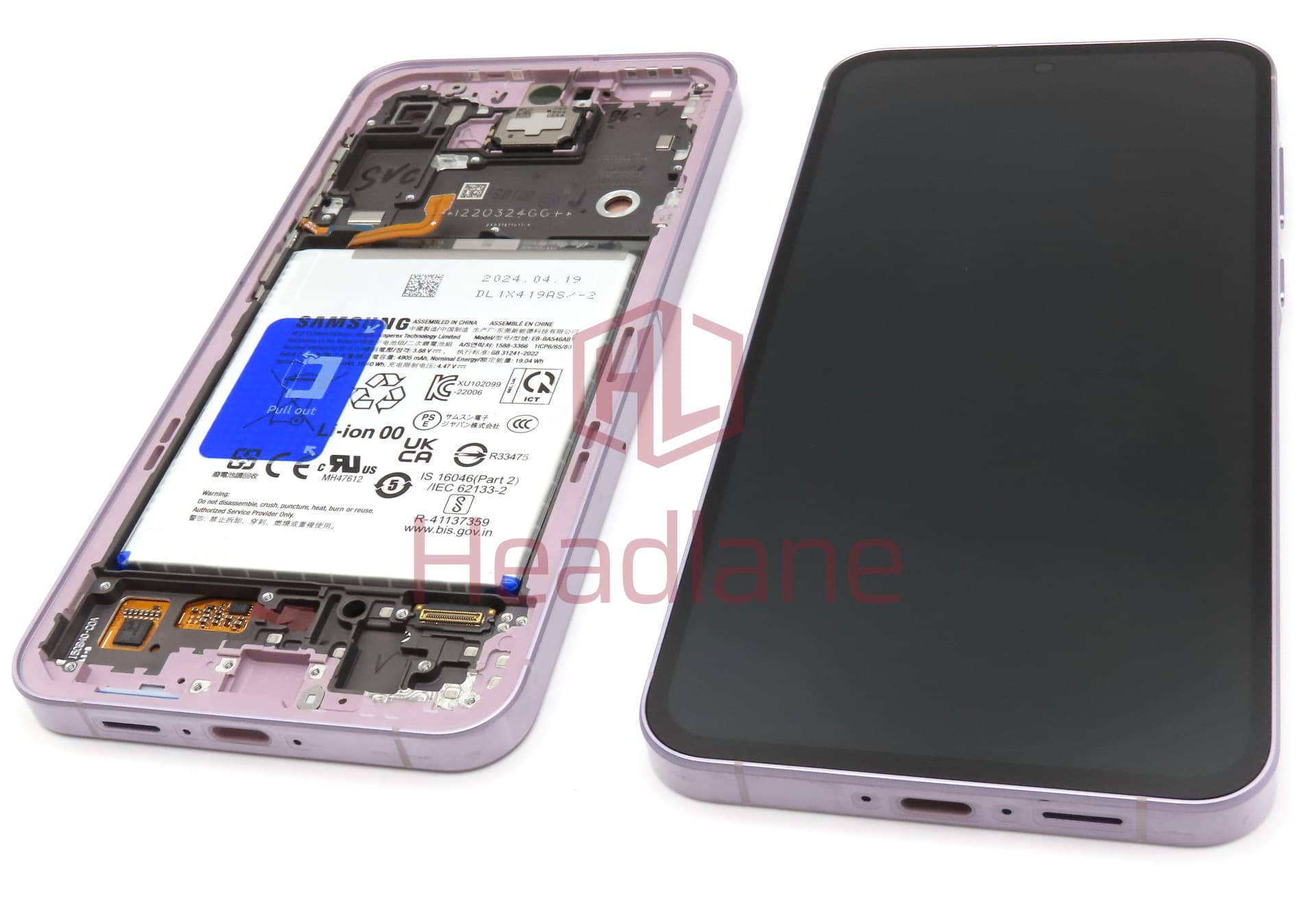 Samsung SM-A556 Galaxy A55 5G LCD Display / Screen + Touch + Battery - Pink (Awesome Lilac) - view 2