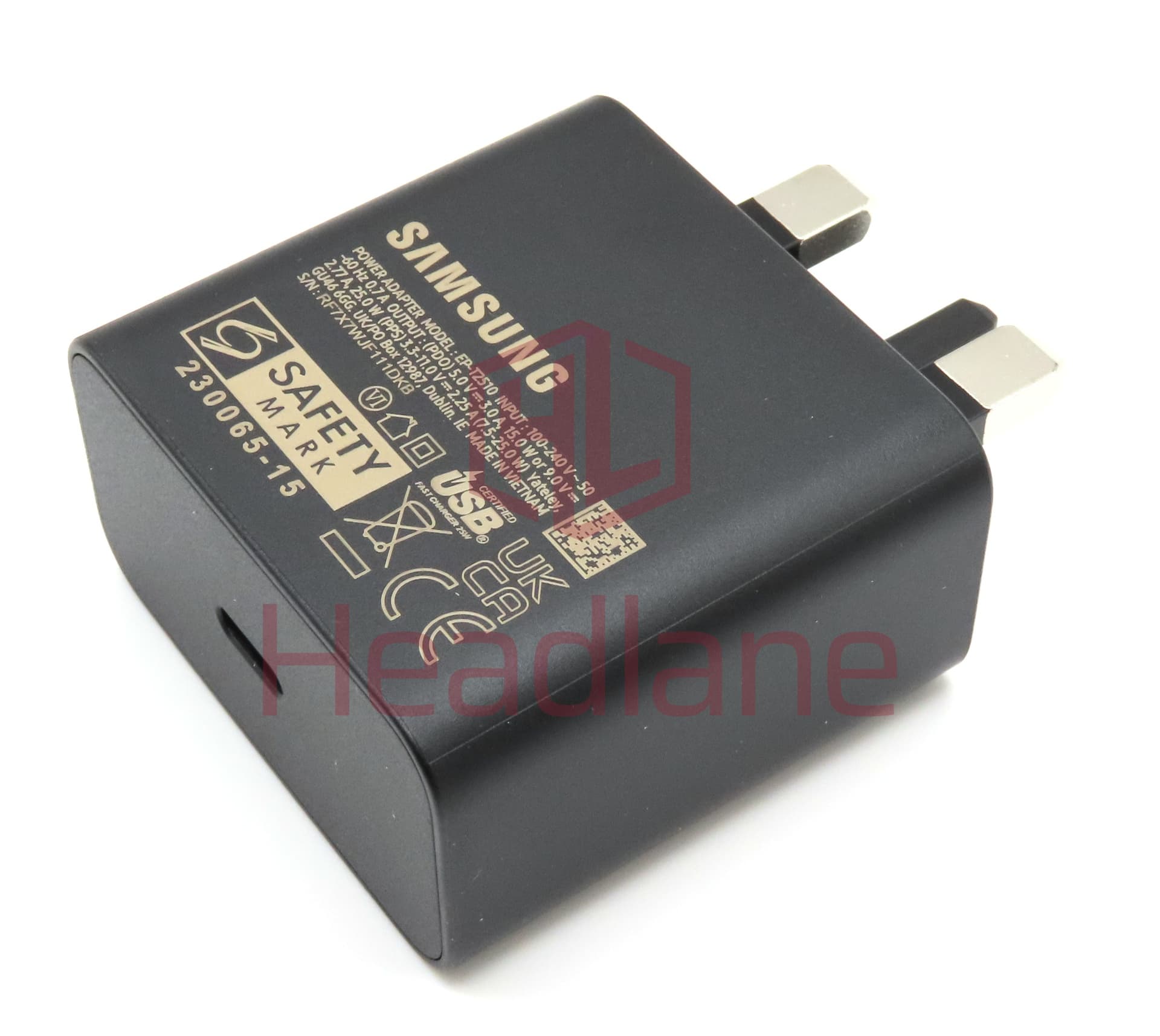 Samsung 25W USB-C Charger EP-T2510NBEGGB / Retail Packed - UK 3 Pin (Head Only) (Black) - view 2