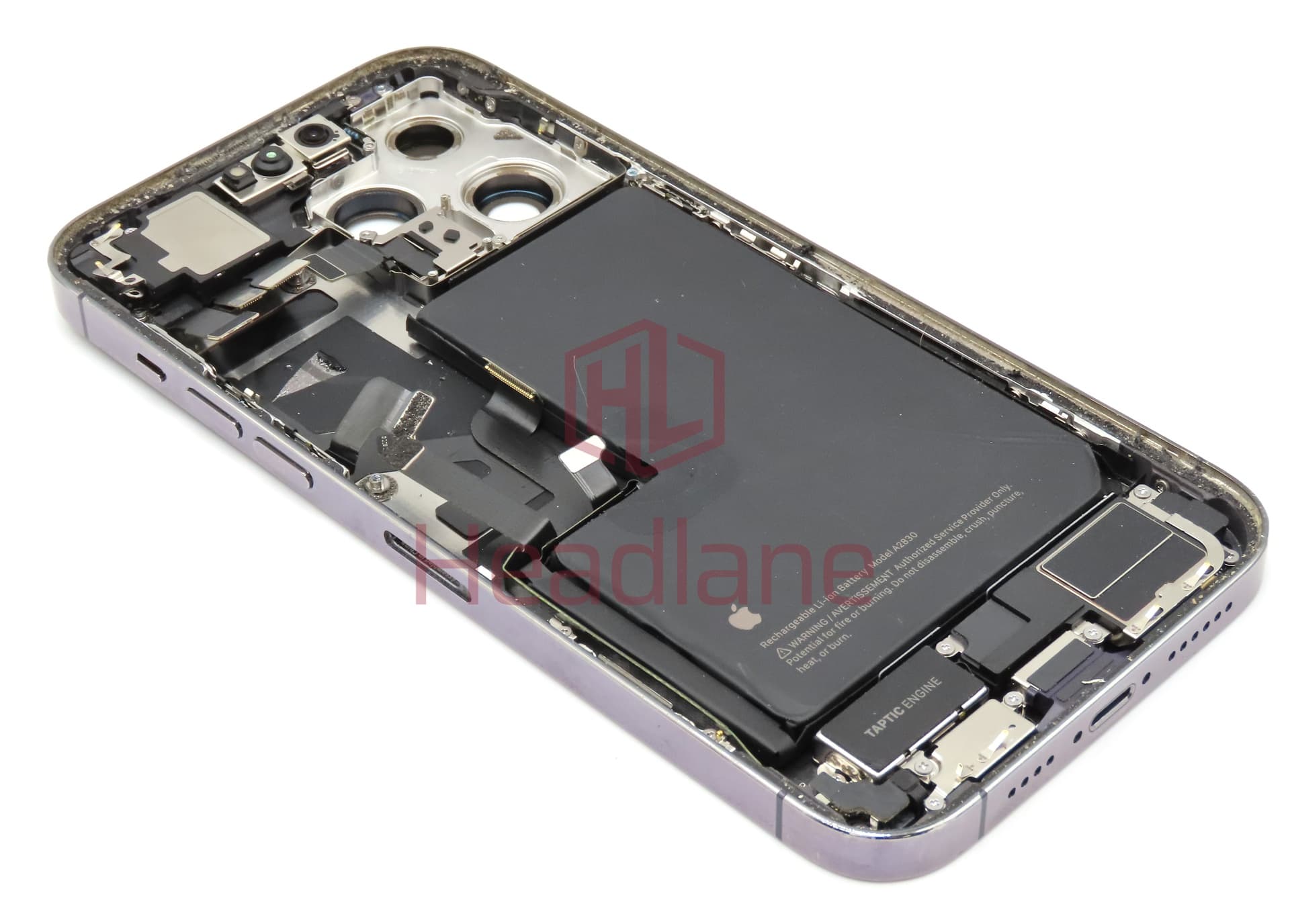 iPhone 14 Pro Max Back / Battery Cover + Small Parts - Purple (Pulled - Grade B) (No Camera) - view 2