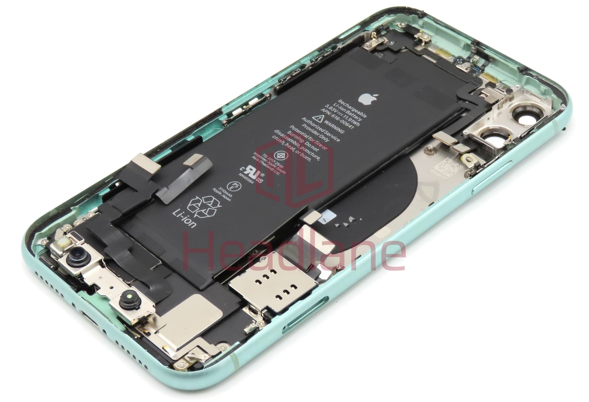 Apple iPhone 11 Back / Battery Cover + Small Parts - Green (Pulled - Grade C) (No Camera) - view 2