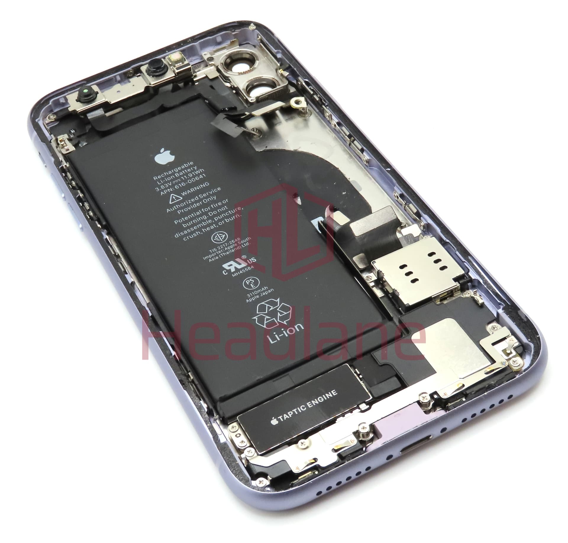 Apple iPhone 11 Back / Battery Cover + Small Parts - Purple (Pulled - Grade B) (No Camera) - view 2