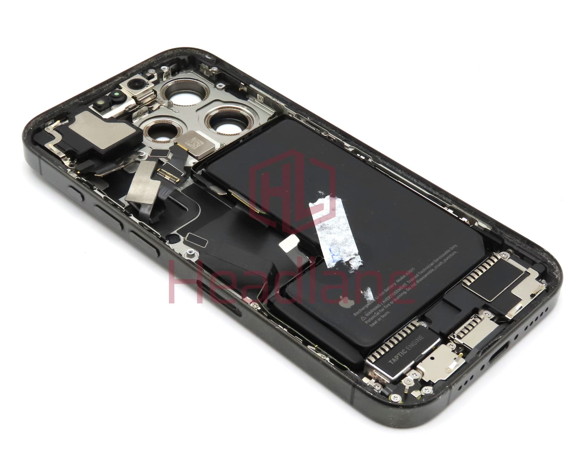 Apple iPhone 15 Pro Max Back / Battery Cover + Small Parts - Black Titanium (Pulled - Grade C) (No Camera) - view 2