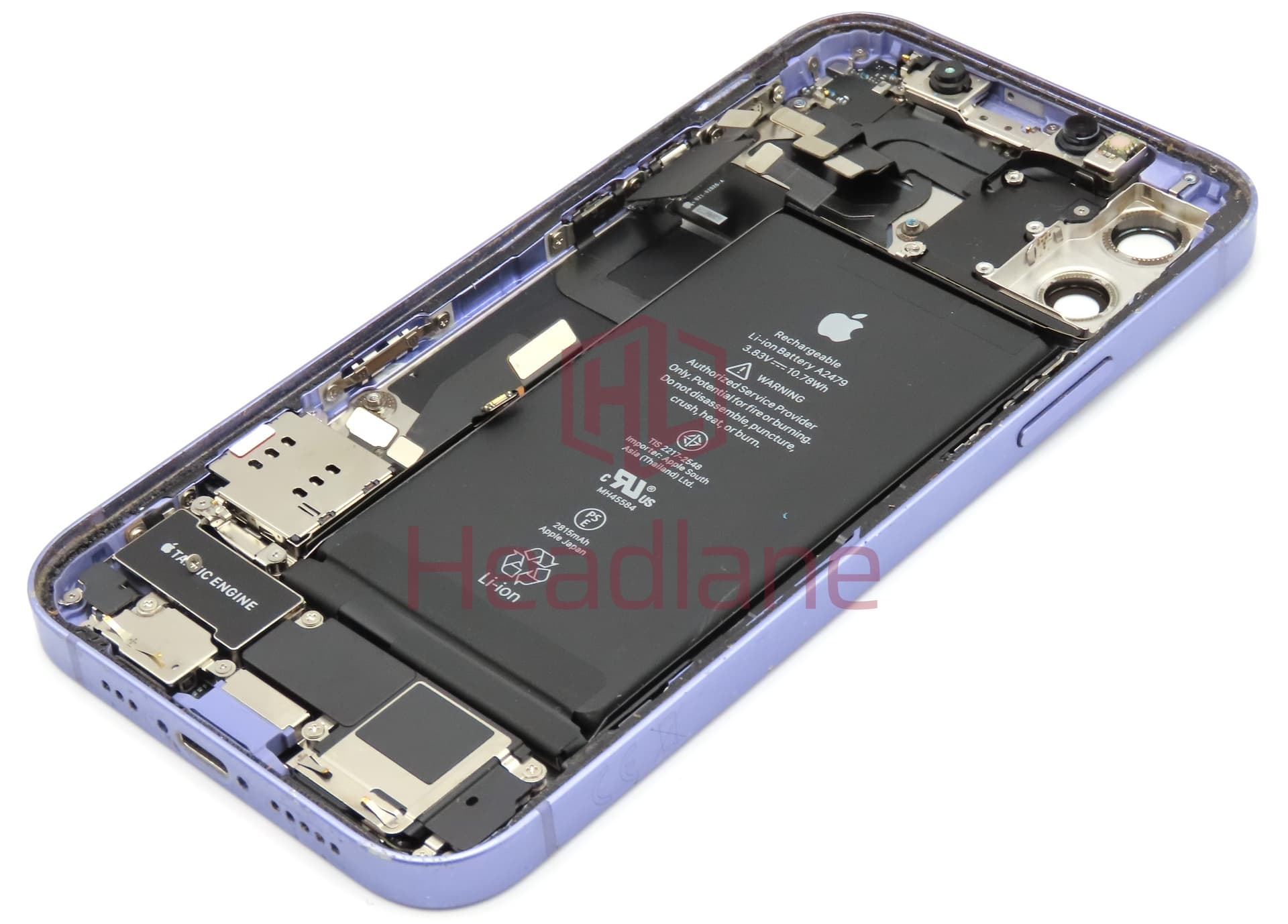 iPhone 12 Back / Battery Cover + Small Parts - Purple (Pulled - Grade C) (No Camera) - view 2