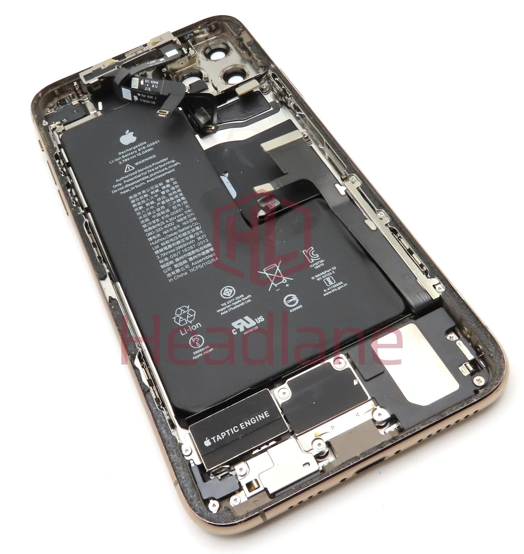 Apple iPhone 11 Pro Max Back / Battery Cover + Small Parts - Gold (Pulled - Grade C) (No Camera) - view 2