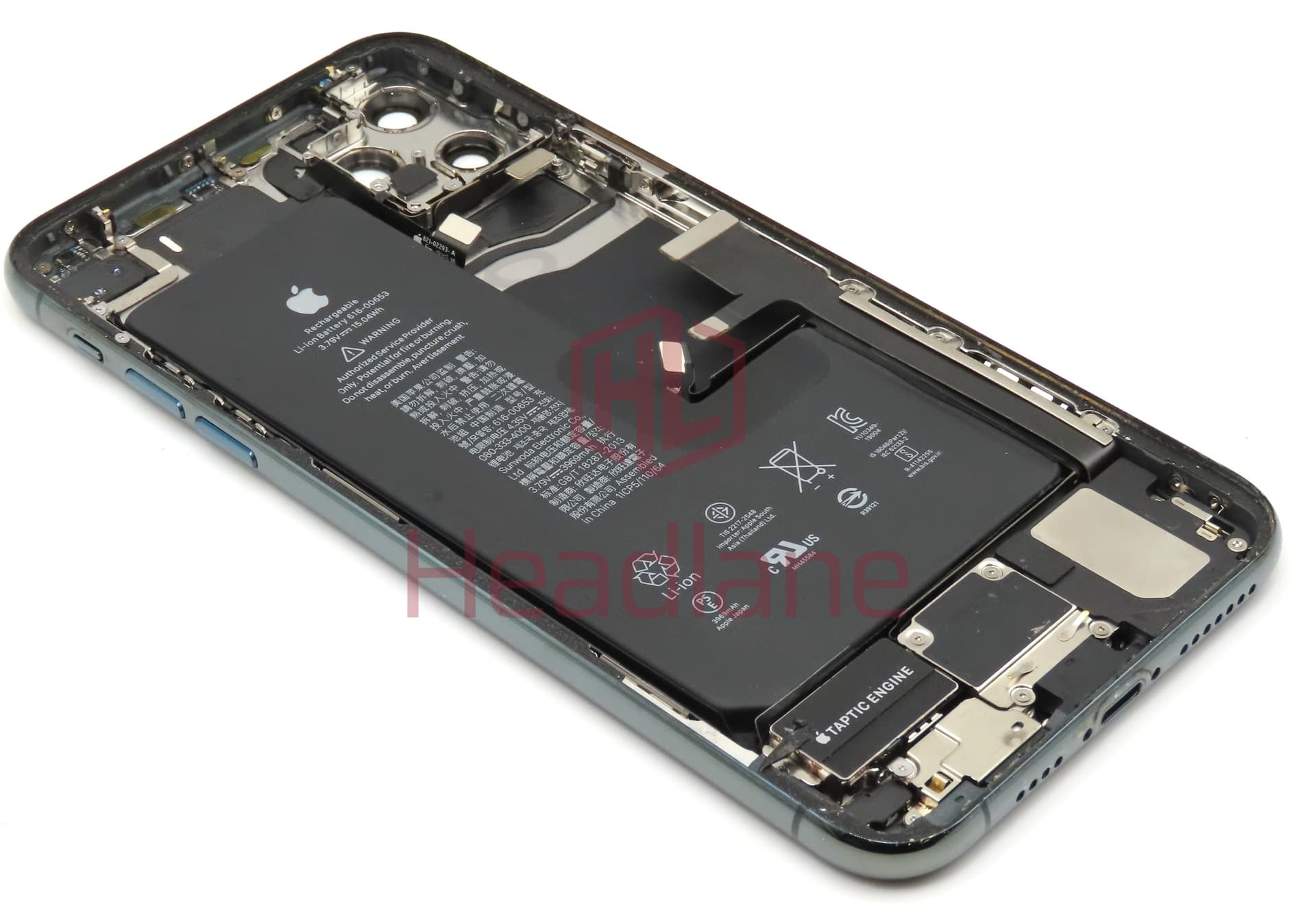 Apple iPhone 11 Pro Max Back / Battery Cover + Small Parts - Midnight Green (Pulled - Grade C) (No Camera) - view 2
