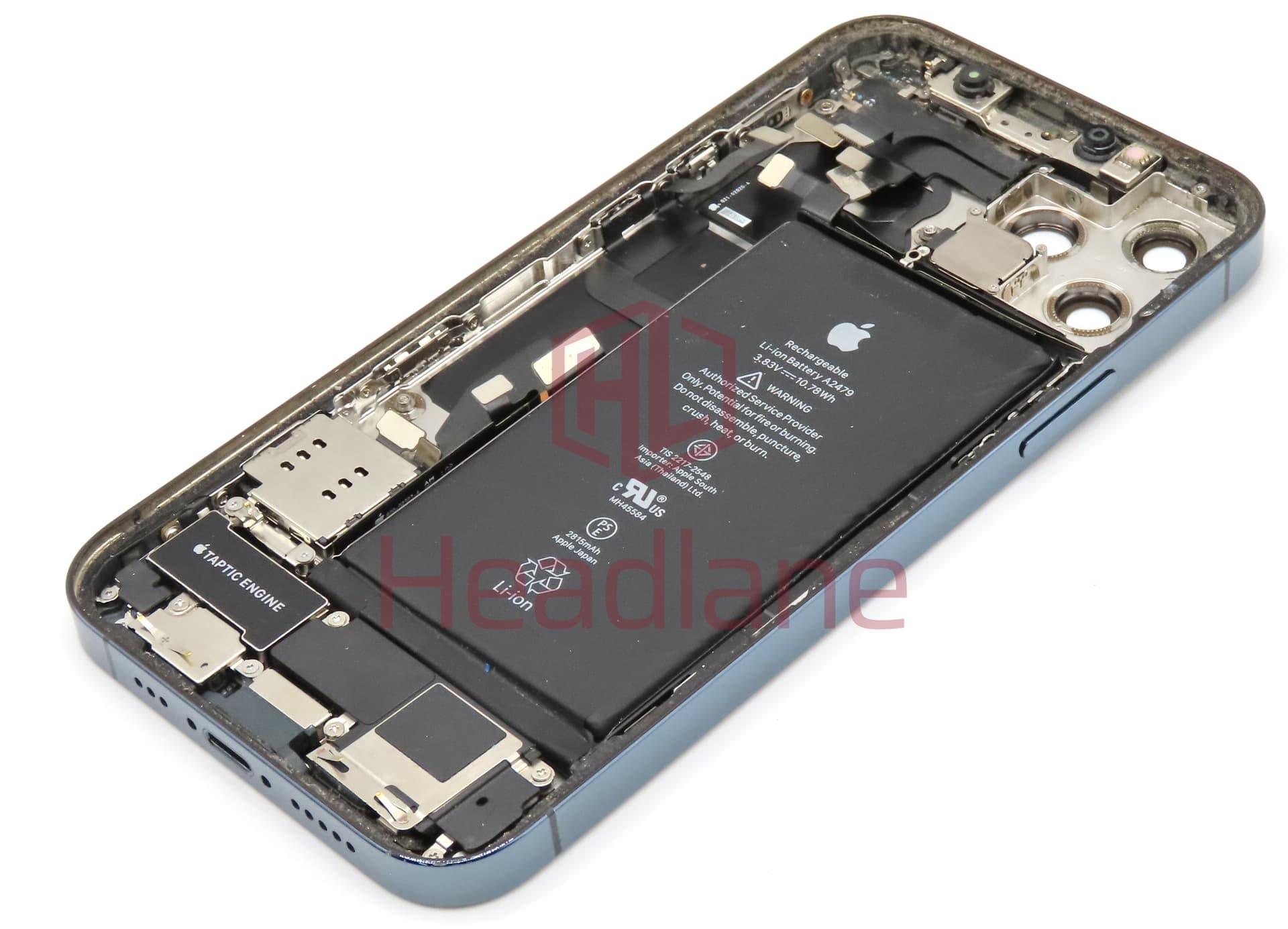 Apple iPhone 12 Pro Back / Battery Cover + Small Parts - Blue (Grade B) (No Camera) - view 2