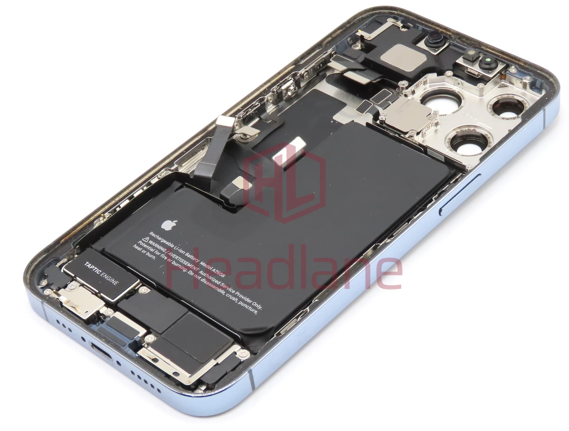 iPhone 13 Pro Back / Battery Cover + Small Parts - Blue (Pulled - Grade B) (No Camera) - view 2