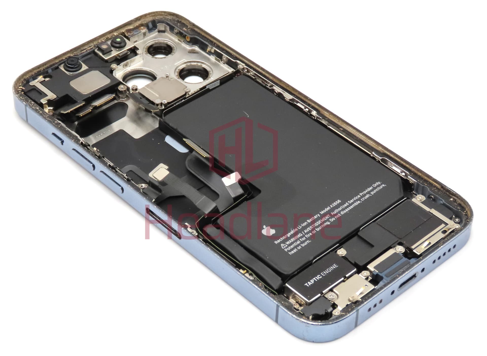 iPhone 13 Pro Back / Battery Cover + Small Parts - Blue (Pulled - Grade C) (No Camera) - view 2