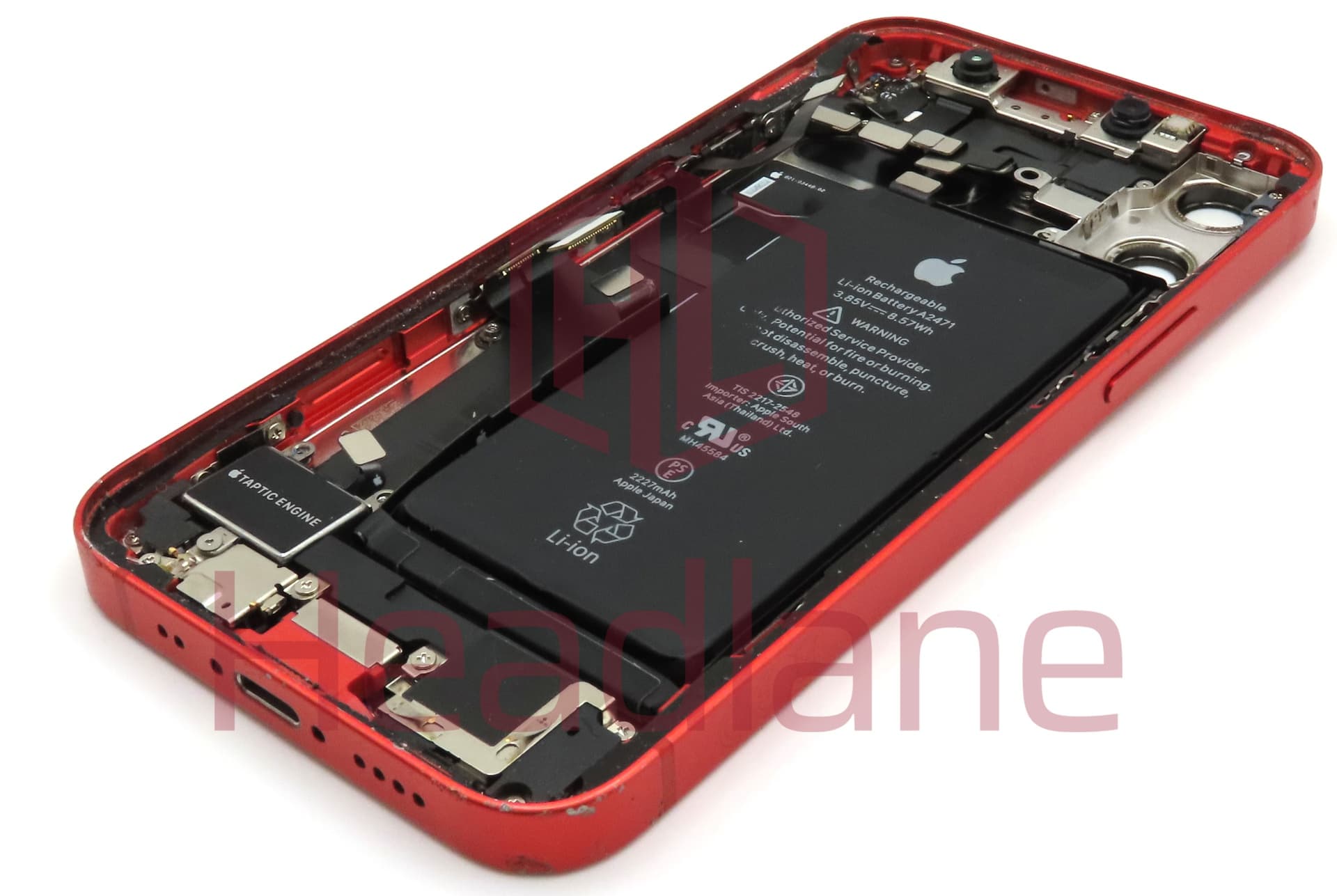 Apple iPhone 12 Mini Back / Battery Cover + Small Parts - Red (Pulled - Grade C) (No Camera) - view 2