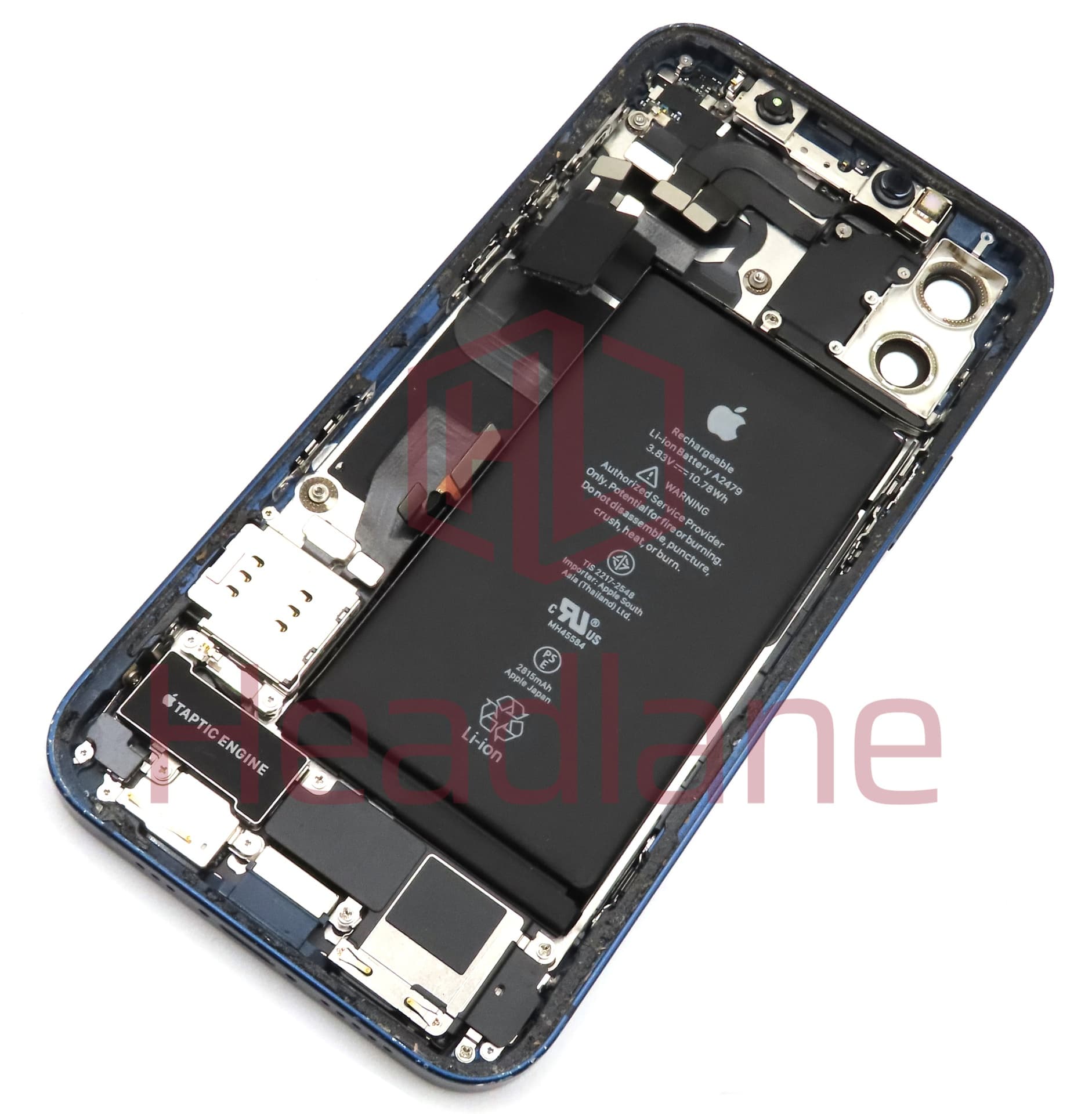 Apple iPhone 12 Back / Battery Cover + Small Parts - Blue (Pulled - Grade C) (No Camera) - view 2