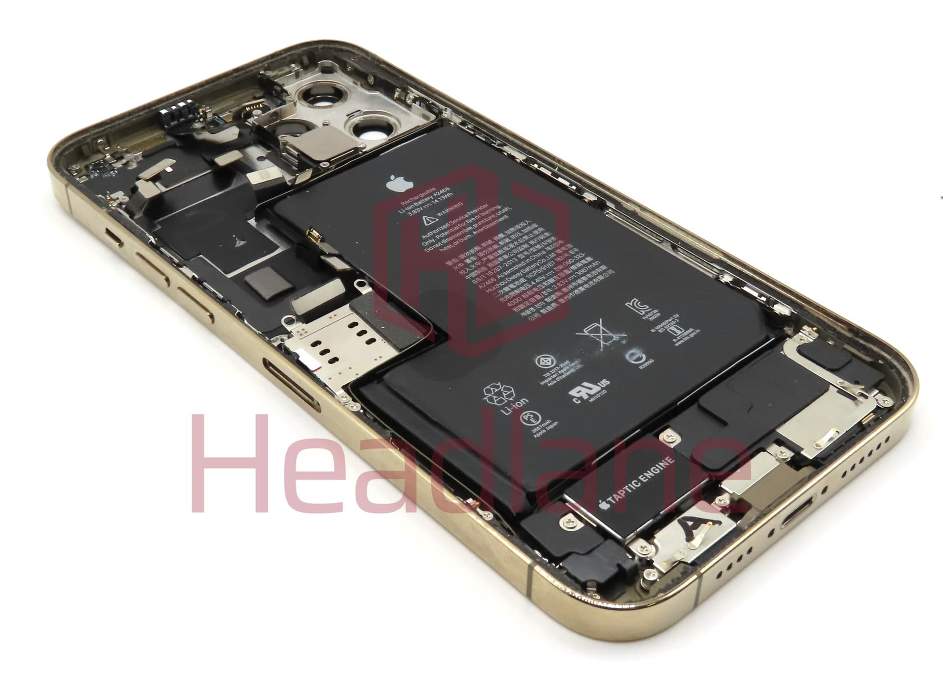 iPhone 12 Pro Max Back / Battery Cover + Small Parts - Gold (Pulled - Grade A) (No Camera) - view 2