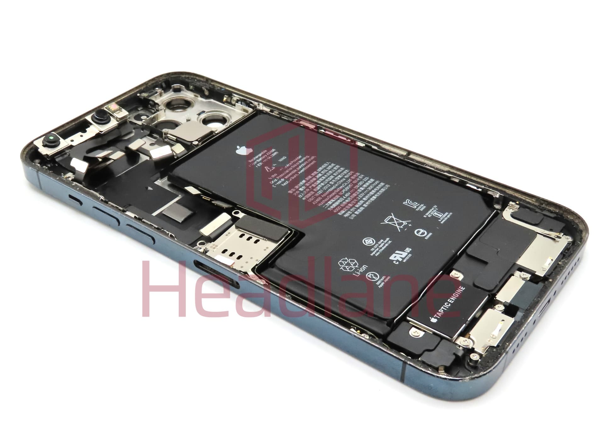 iPhone 12 Pro Max Back / Battery Cover + Small Parts - Blue (Pulled - Grade C) (No Camera) - view 2