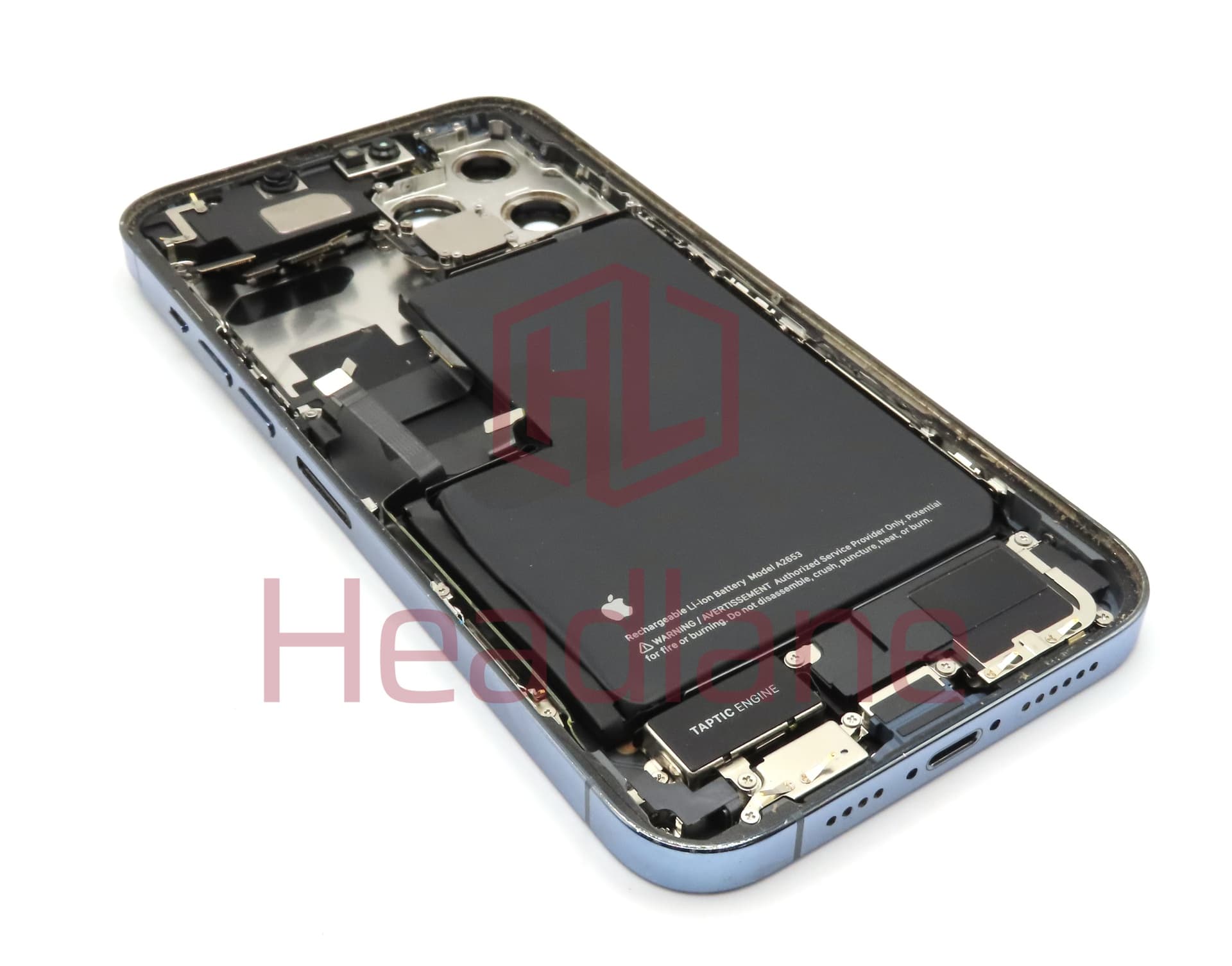 iPhone 13 Pro Max Back / Battery Cover + Small Parts - Blue (Pulled - Grade C) (No Camera) - view 2