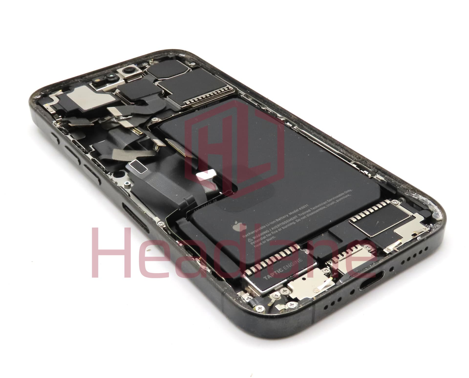iPhone 15 Pro Back / Battery Cover + Small Parts - Black Titanium (Pulled - Grade C) - view 2