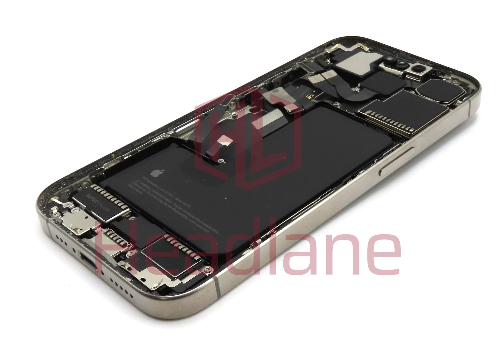 iPhone 15 Pro Back / Battery Cover + Small Parts - Natural Titanium (Pulled - Grade C) - view 2